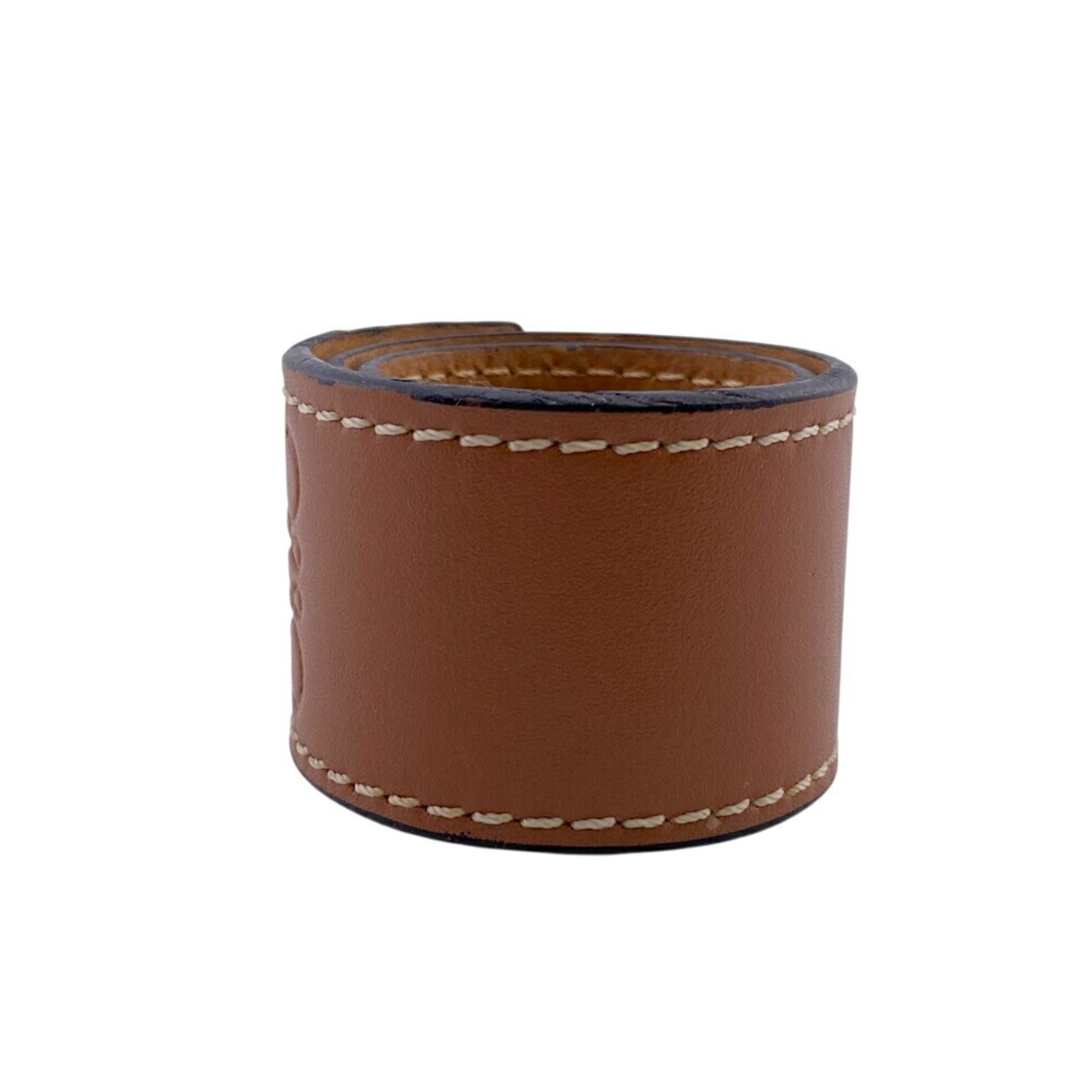 Anagram Slap Bracelet Leather Brown and Camel