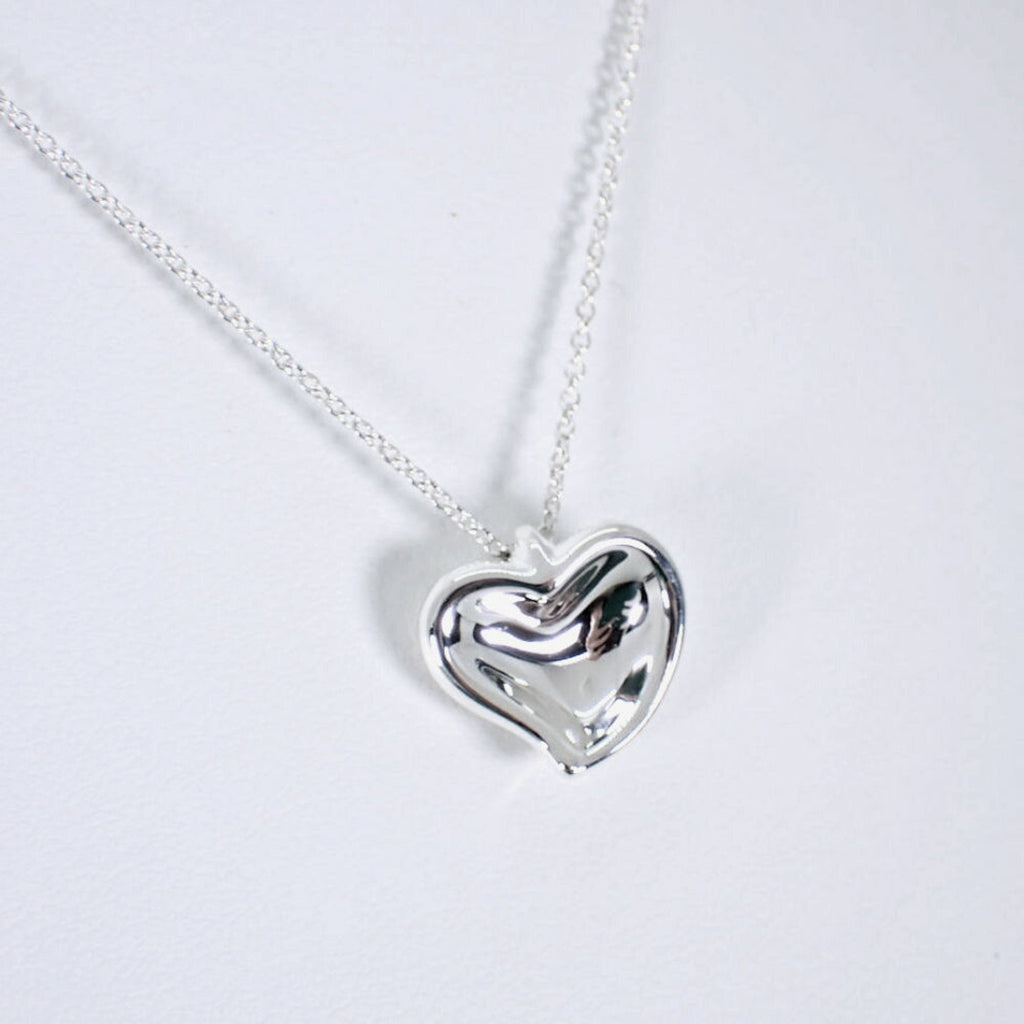 Full Heart Pendant Necklace Sterling Silver