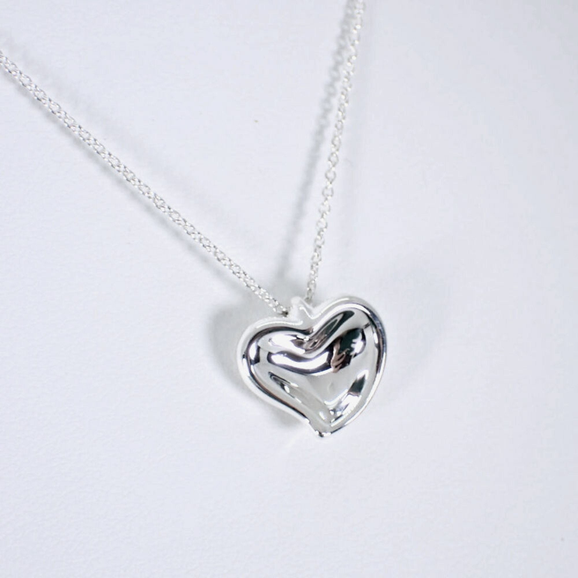 Full Heart Pendant Necklace Sterling Silver