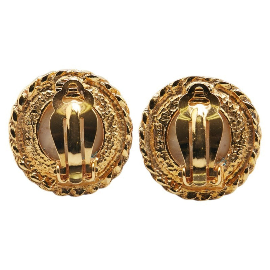 Vintage Earrings Pearl Gold-Tone Metal