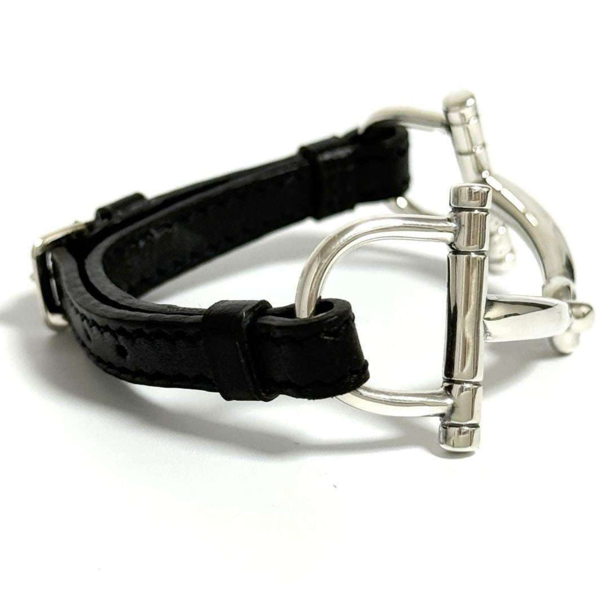 Horsebit Bracelet Leather and Sterling Silver