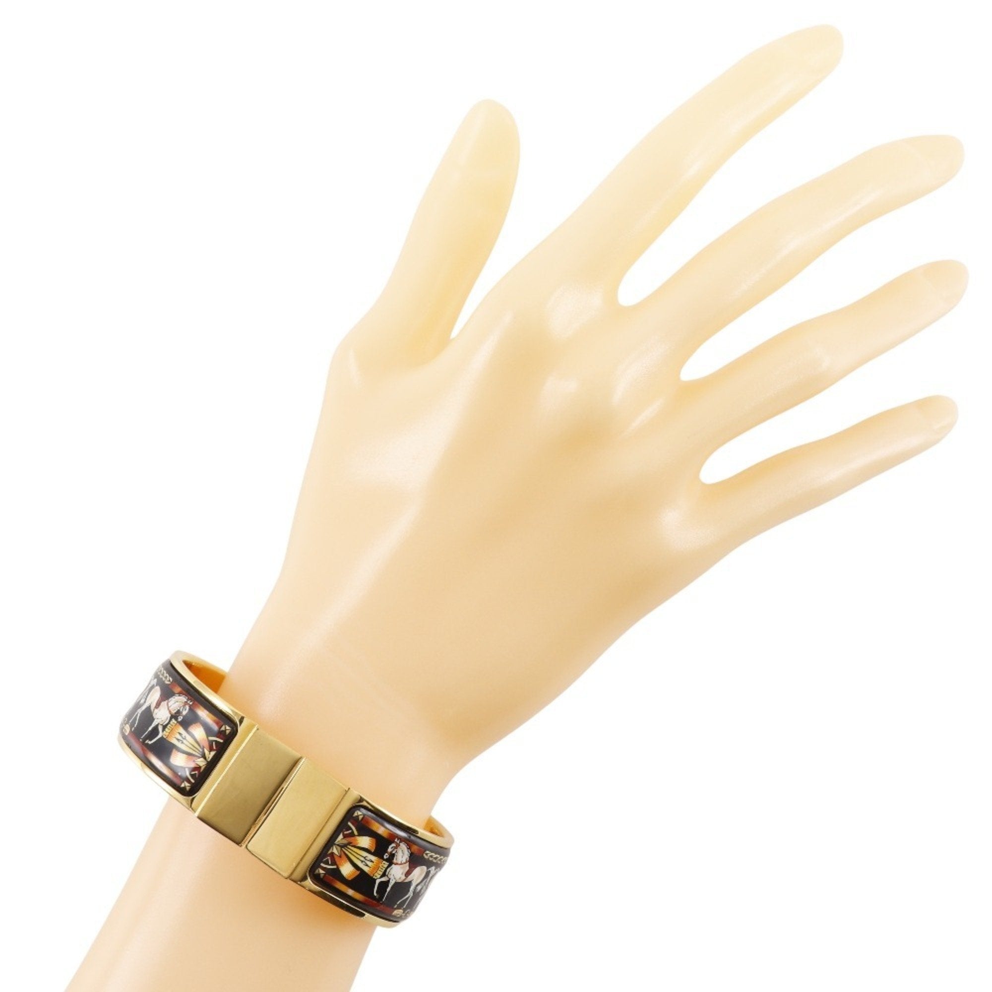 Roque Enamel Cloisonné Horse Pattern Bracelet Gold