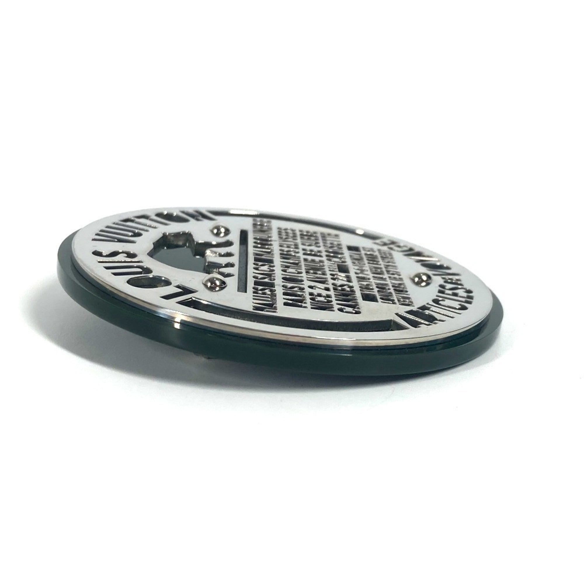 Novelty Brooch Metal and Plastic Khaki Silver