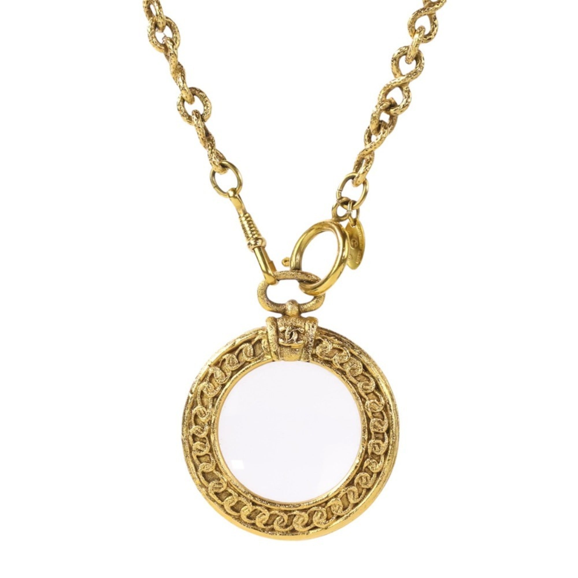 CC Logo Chain Pendant Necklace Gold-Tone Metal