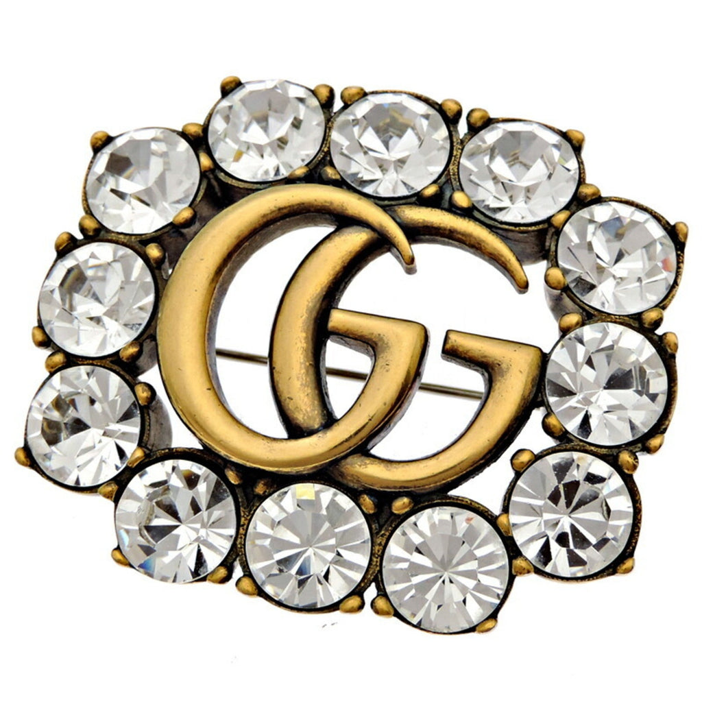 Double G Brooch Metal and Crystal