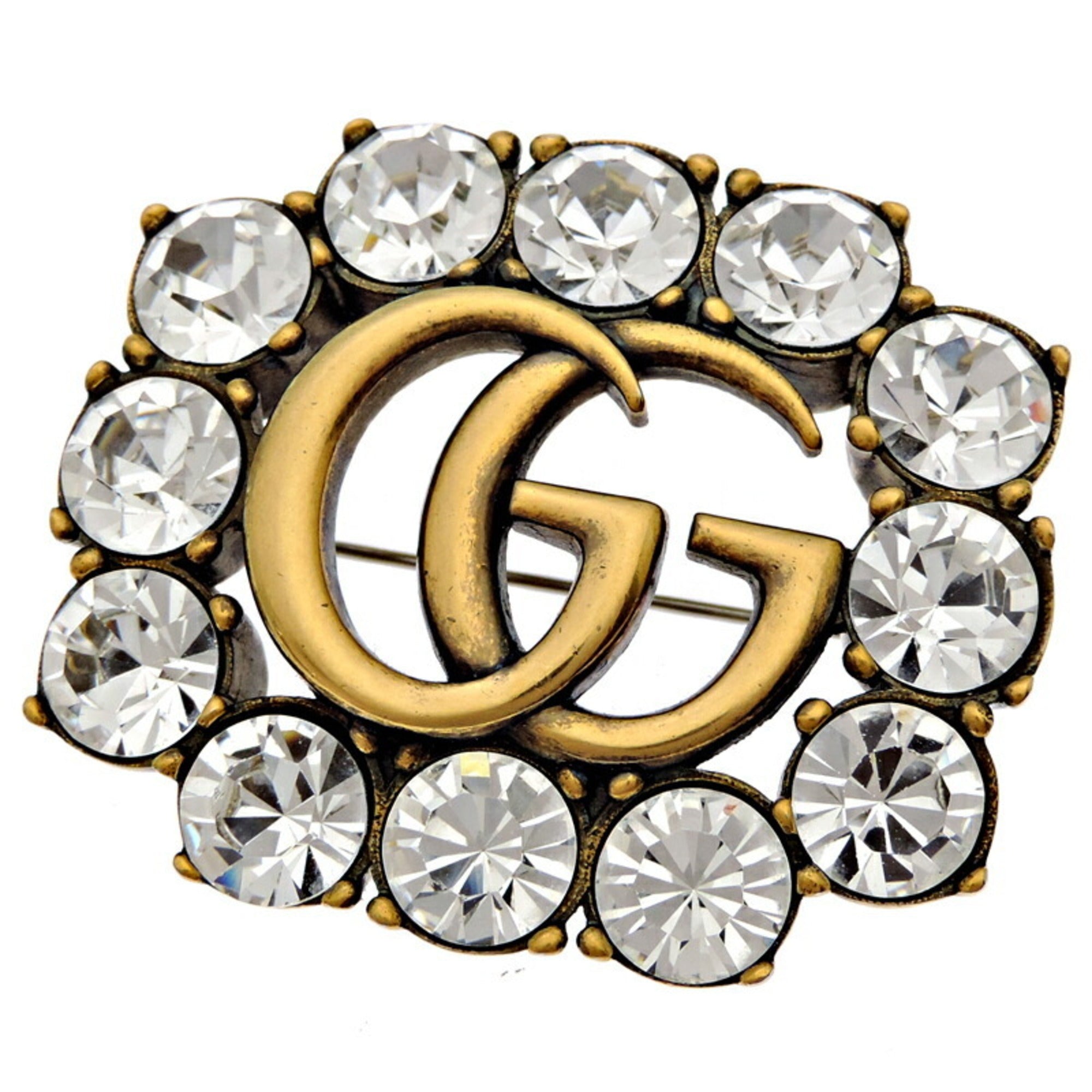 Double G Brooch Metal and Crystal