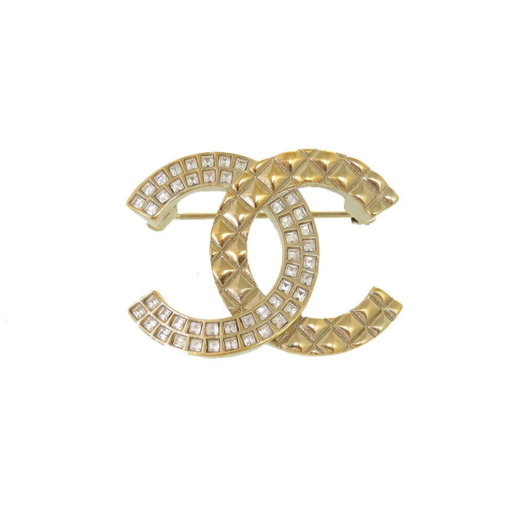 CC Logo Brooch Gold-Tone Metal