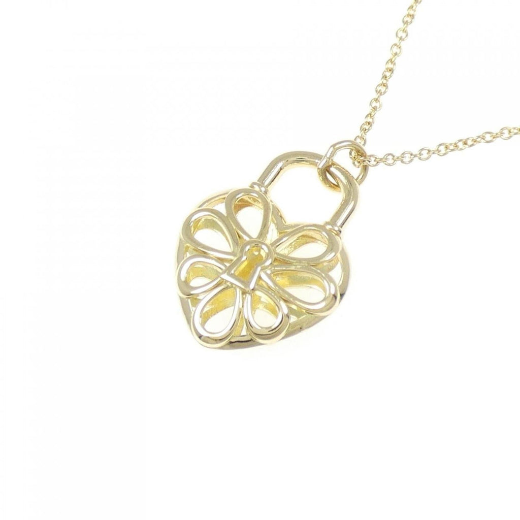 Filigree Heart Pendant Necklace 18K Yellow Gold