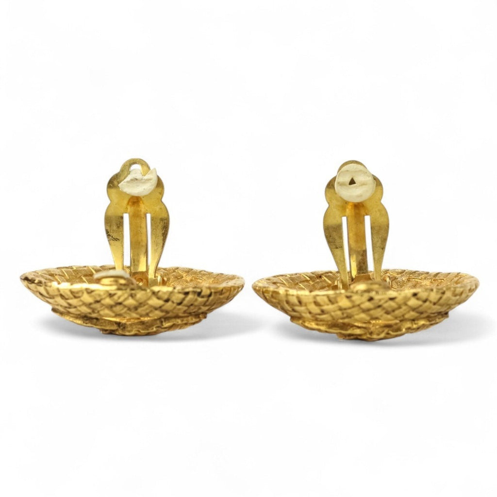 CC Logo Oval Clip-On Earrings Gold-Tone Metal