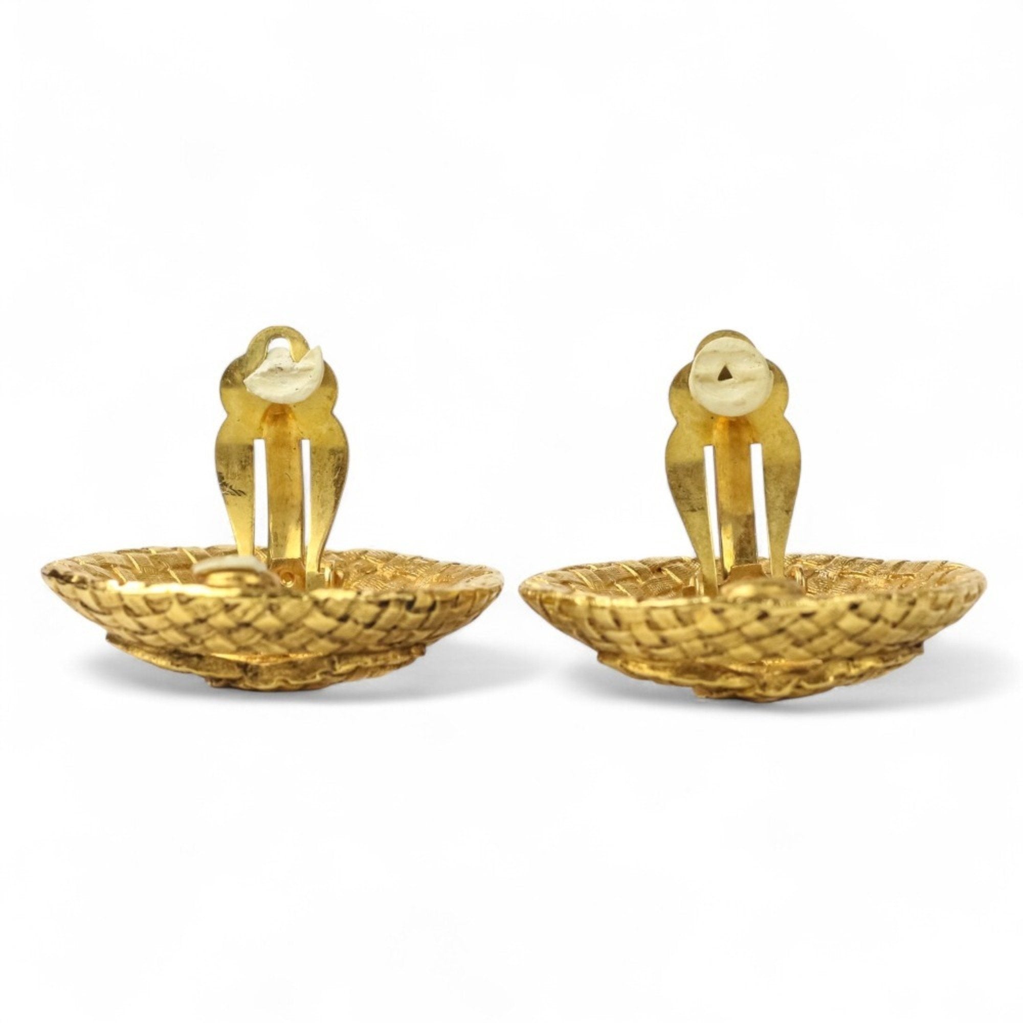 CC Logo Oval Clip-On Earrings Gold-Tone Metal