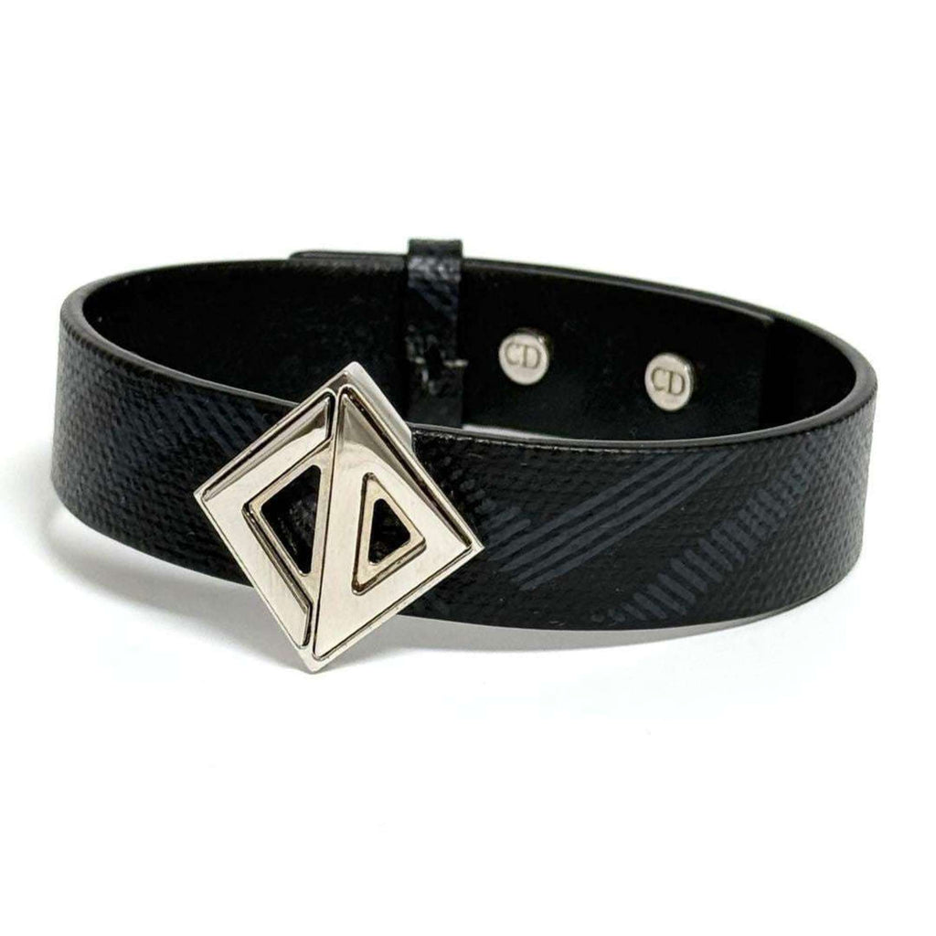 Charm Bracelet Leather and Metal Black
