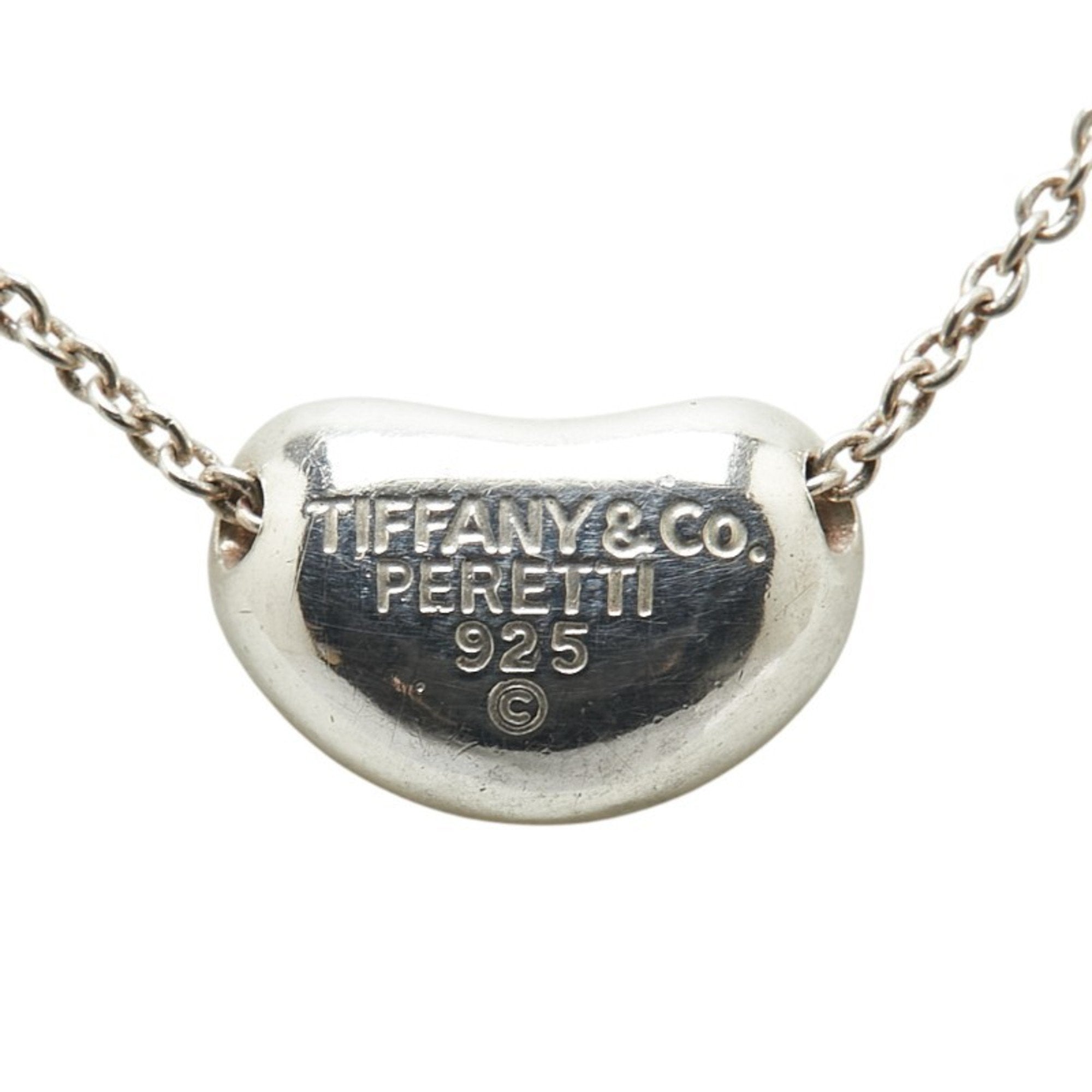 Bean Pendant Necklace Sterling Silver 7.6mm