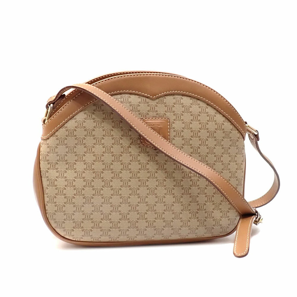 Vintage Saddle Flap Shoulder Bag Macadam Coated Canvas Small
