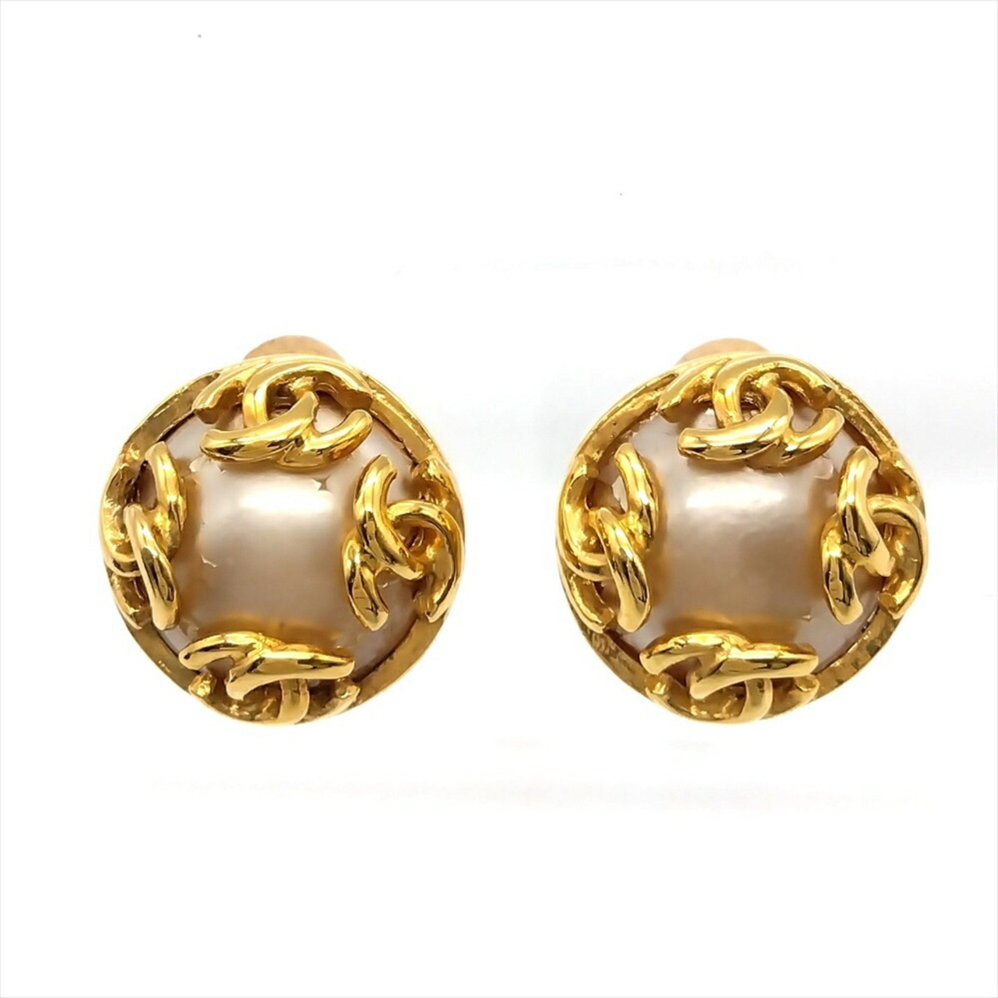 CC Logo Clip-On Earrings Gold-Tone Metal Gold-Tone Metal