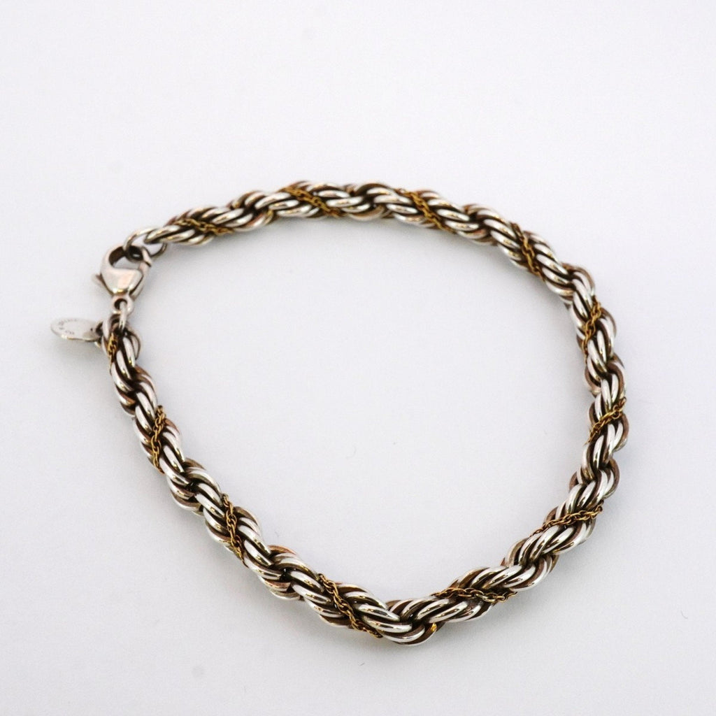 Twisted Rope Bracelet 18K Yellow Gold and Sterling Silver