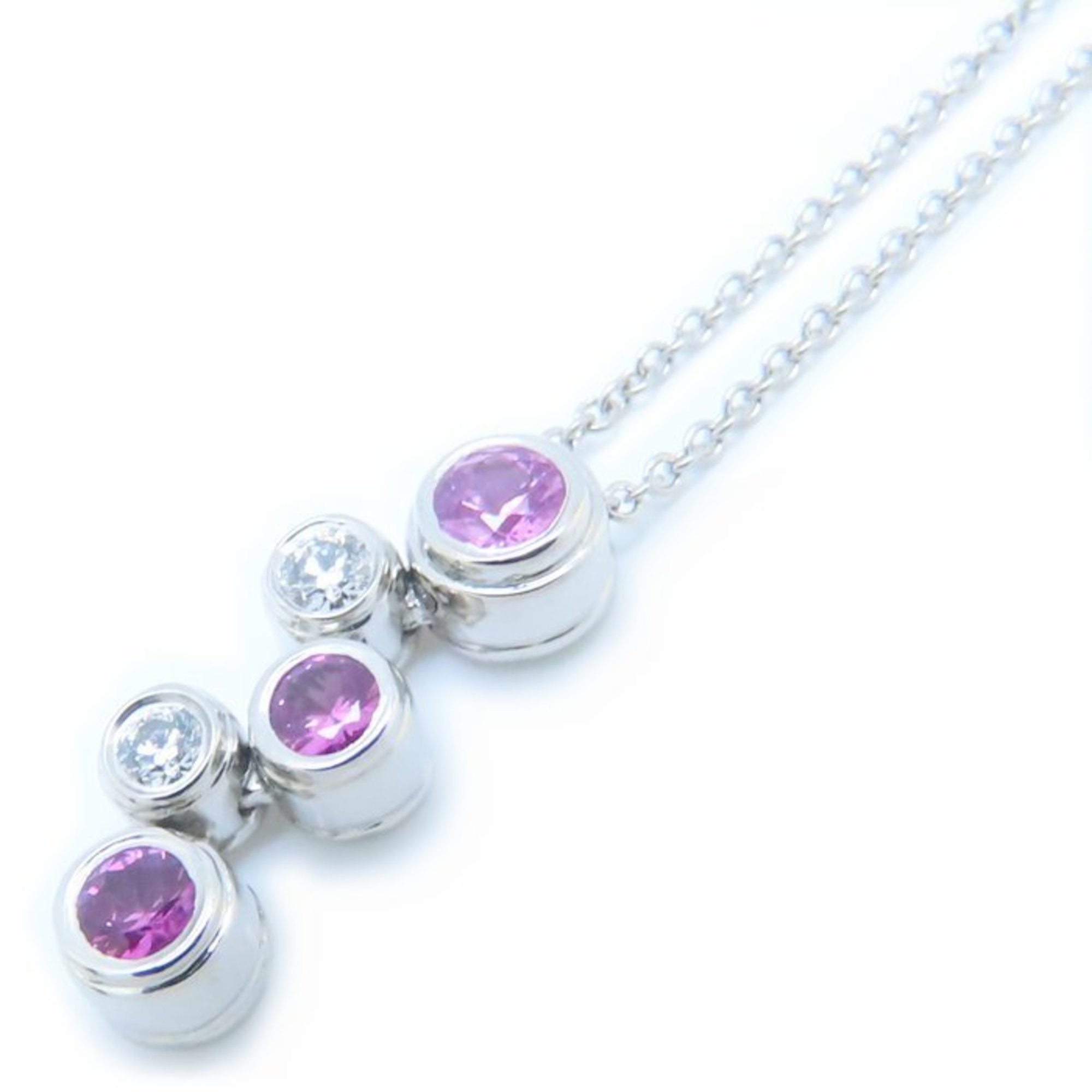 Bubble Pendant Necklace Platinum with Pink Sapphire and Diamond