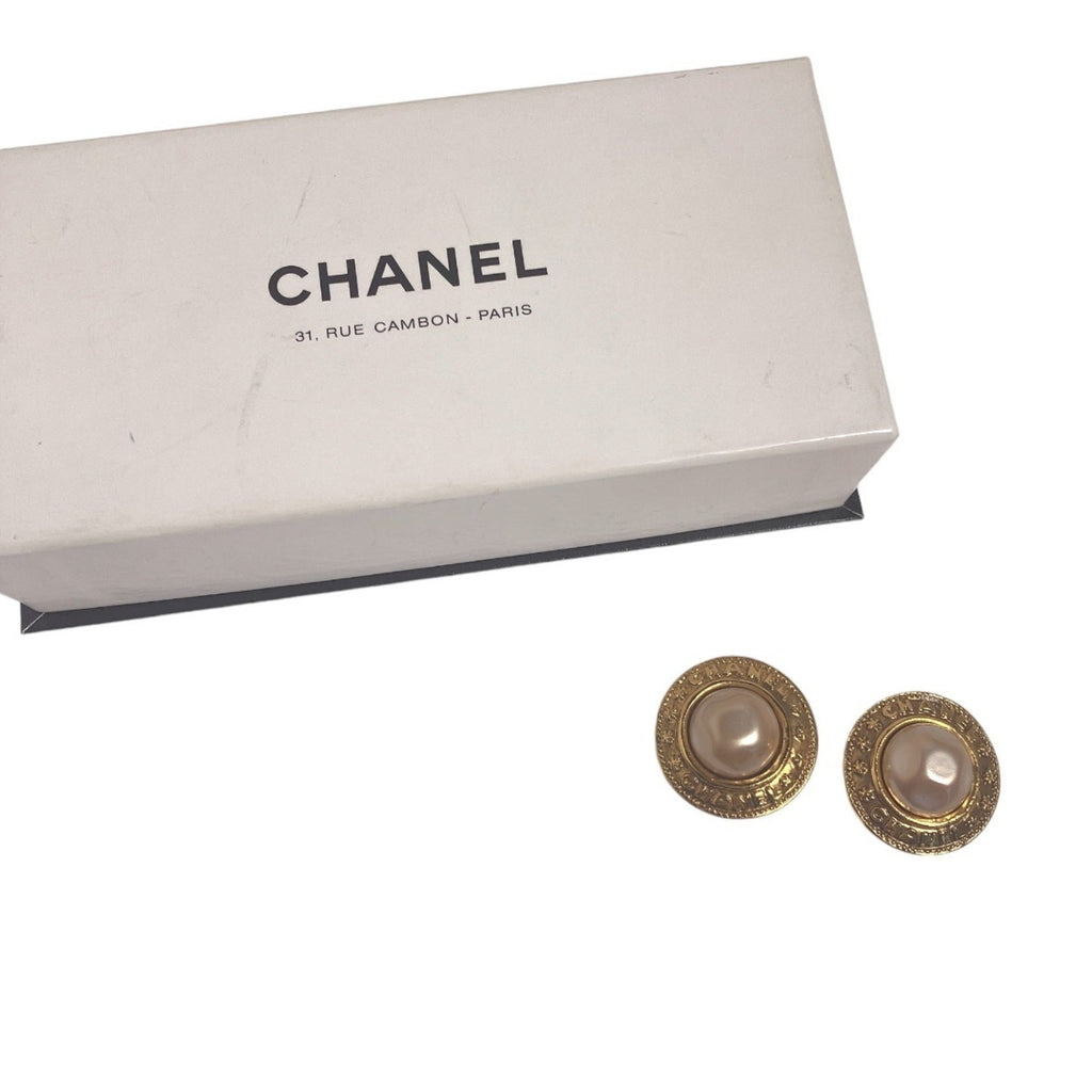 Earrings Pearl Gold-Tone Metal