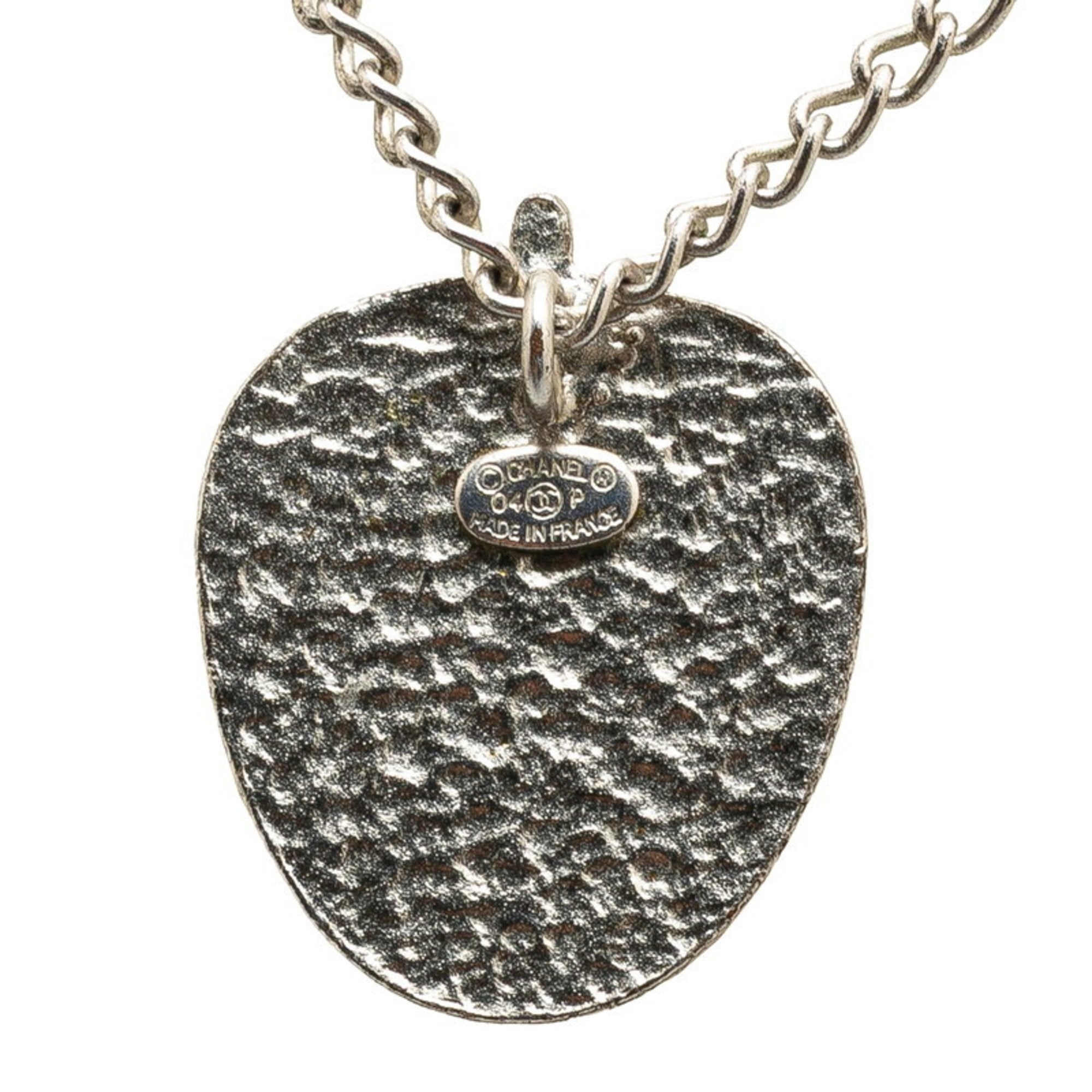 CC Logo Pendant Necklace Silver-Tone Metal