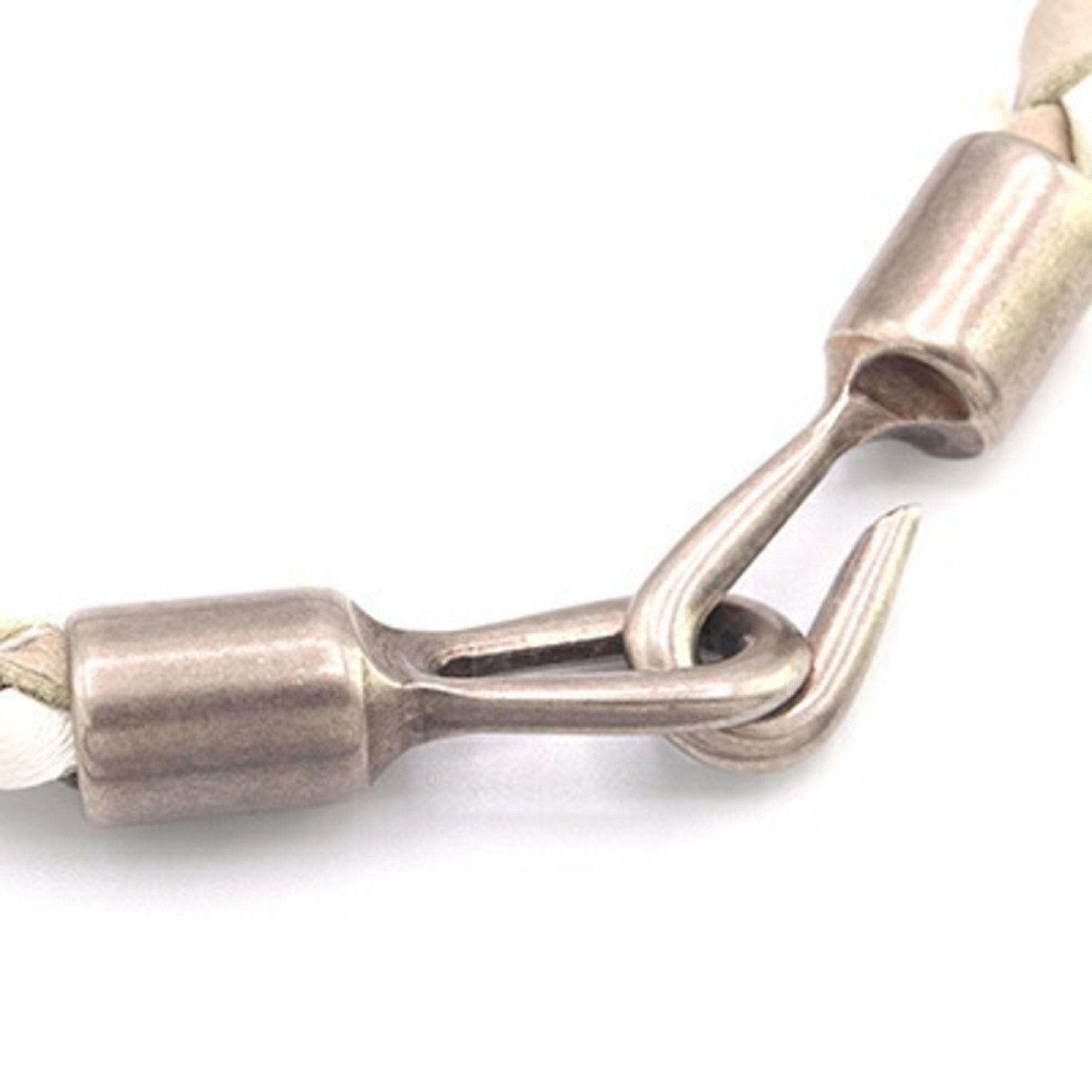 Bracelet Leather and Metal Gray and White