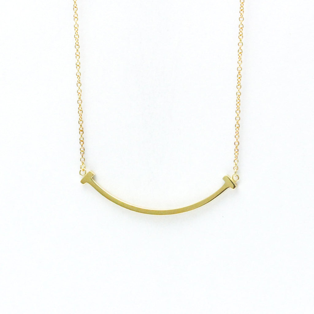 T Smile Pendant Necklace 18K Yellow Gold