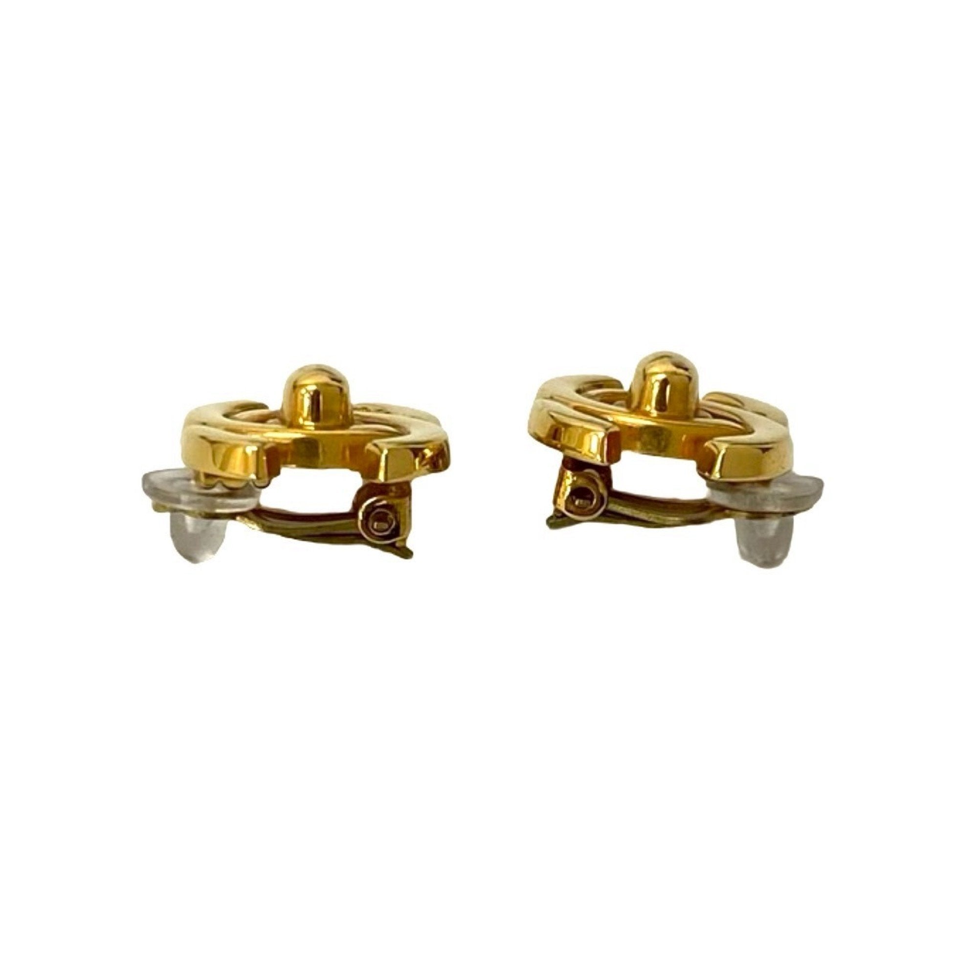 CC Logo Clip-On Earrings Metal Gold-Tone Metal