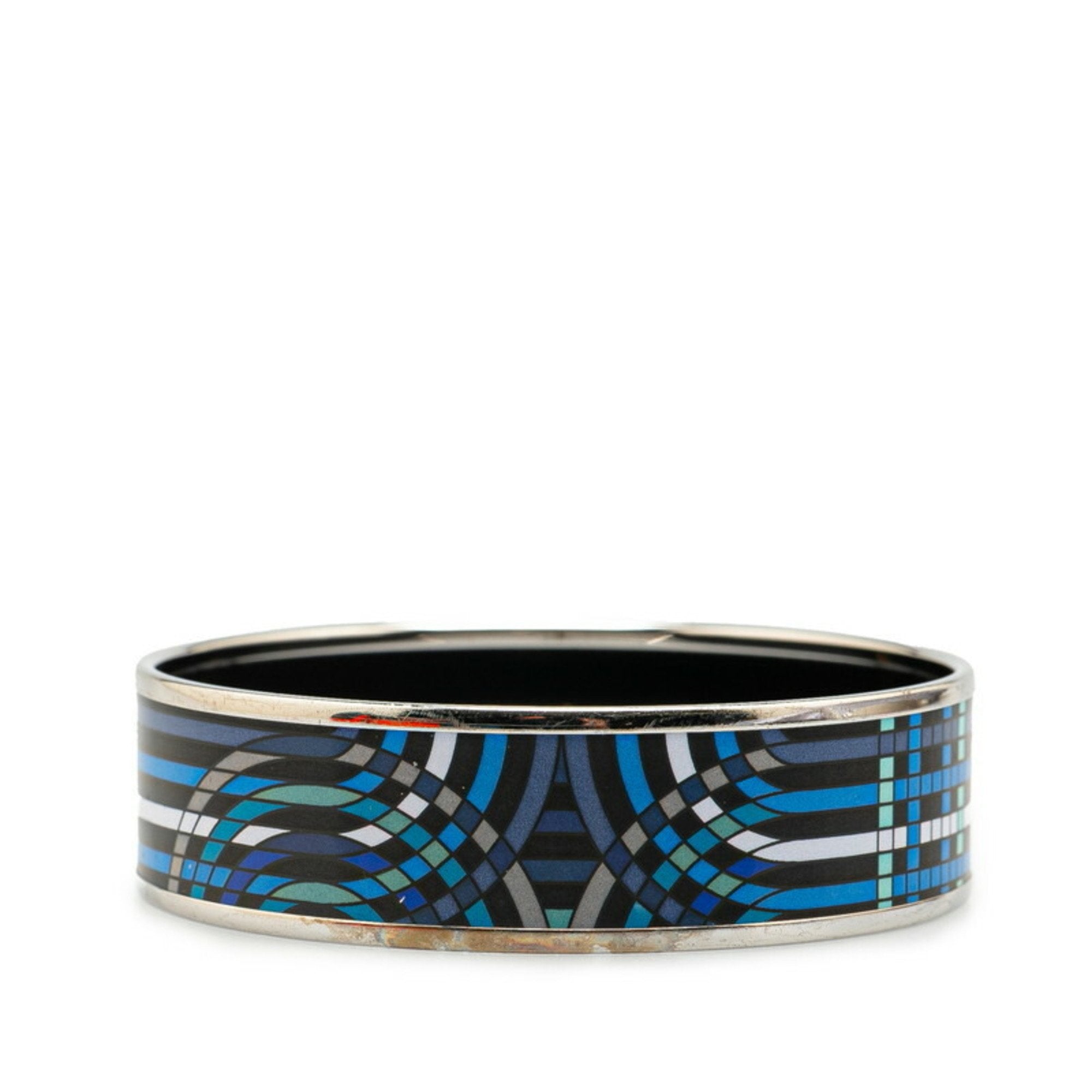 Enamel Cloisonne Bracelet Metal Blue and Silver