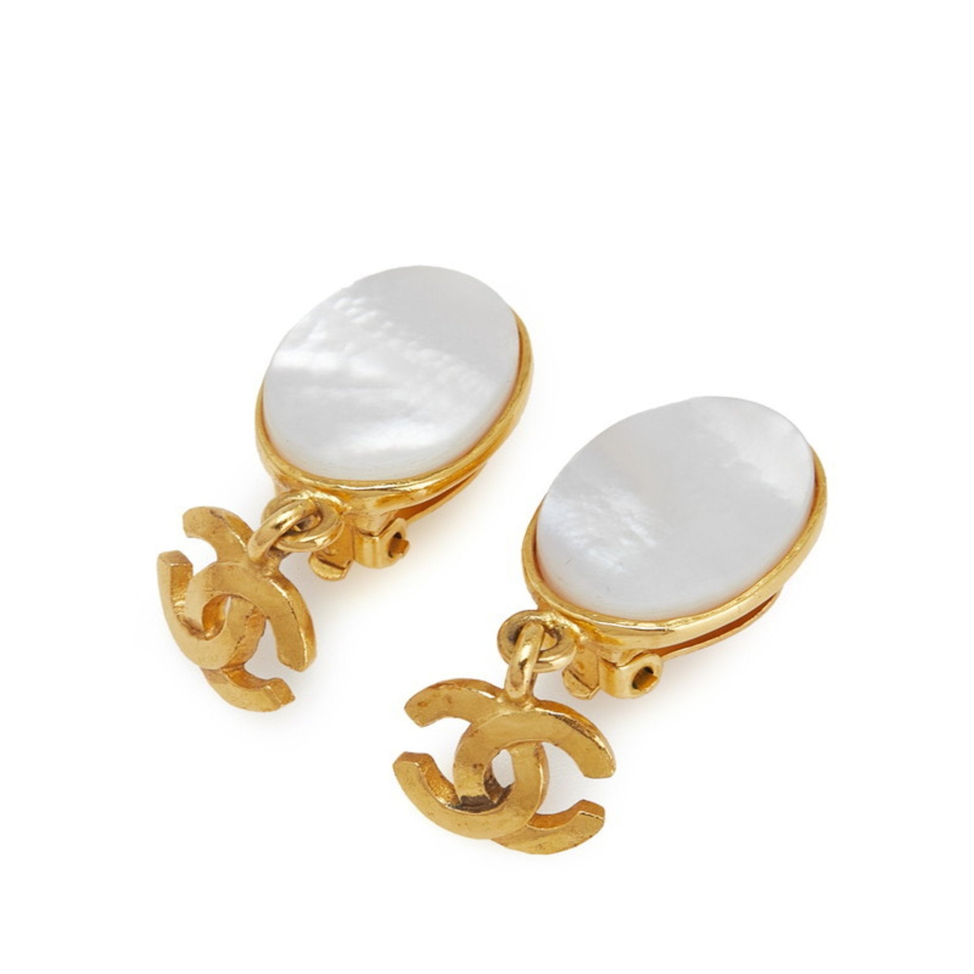 CC Logo Clip-On Earrings Gold-Tone Metal Gold-Tone Metal