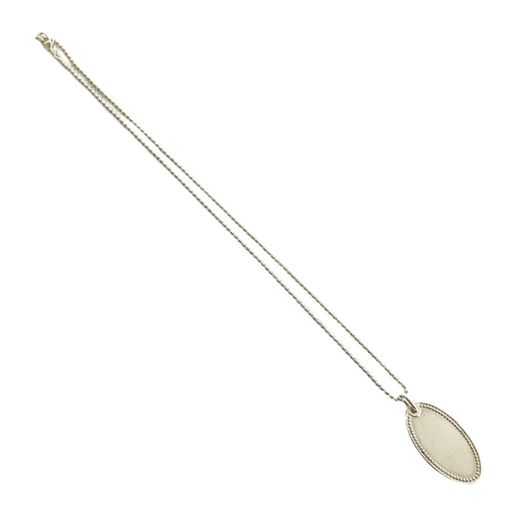 Oval Tag Pendant Necklace Sterling Silver