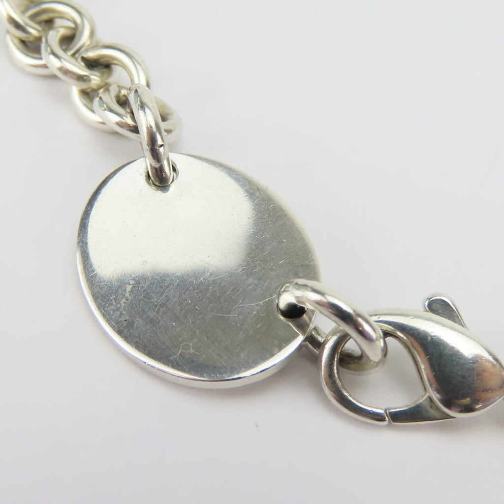 Oval Tag Chain Necklace Sterling Silver