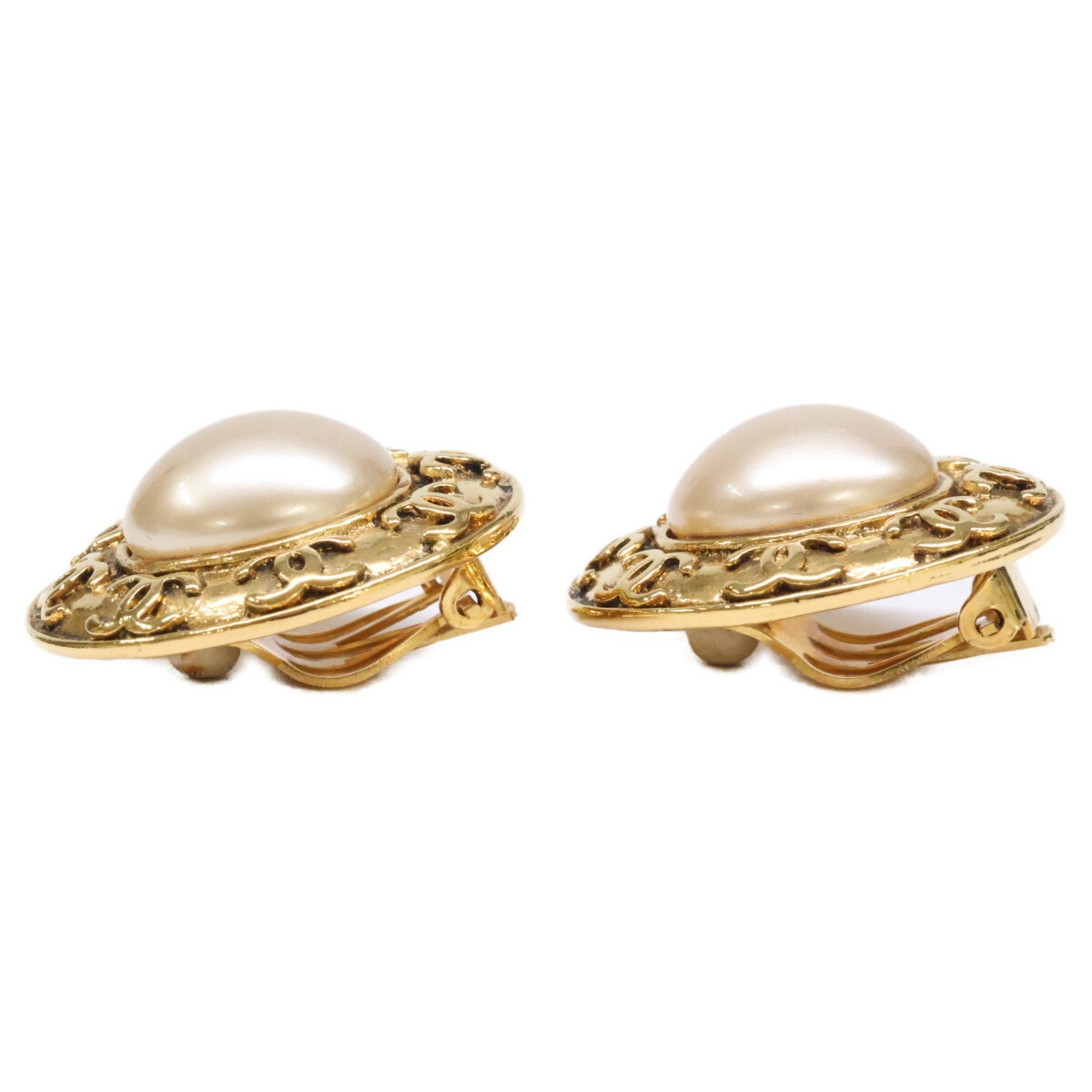 CC Logo Clip-On Earrings Gold-Tone Metal Gold-Tone Metal