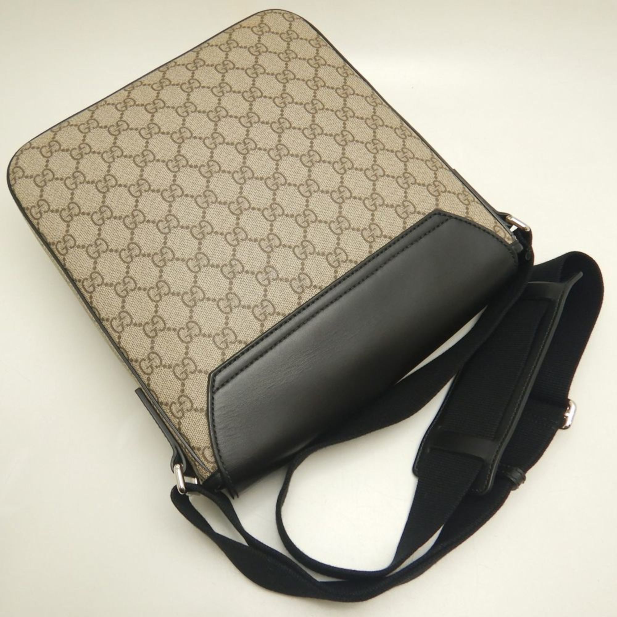 Buckle Flap Messenger Bag GG Coated Canvas with Leather Medium