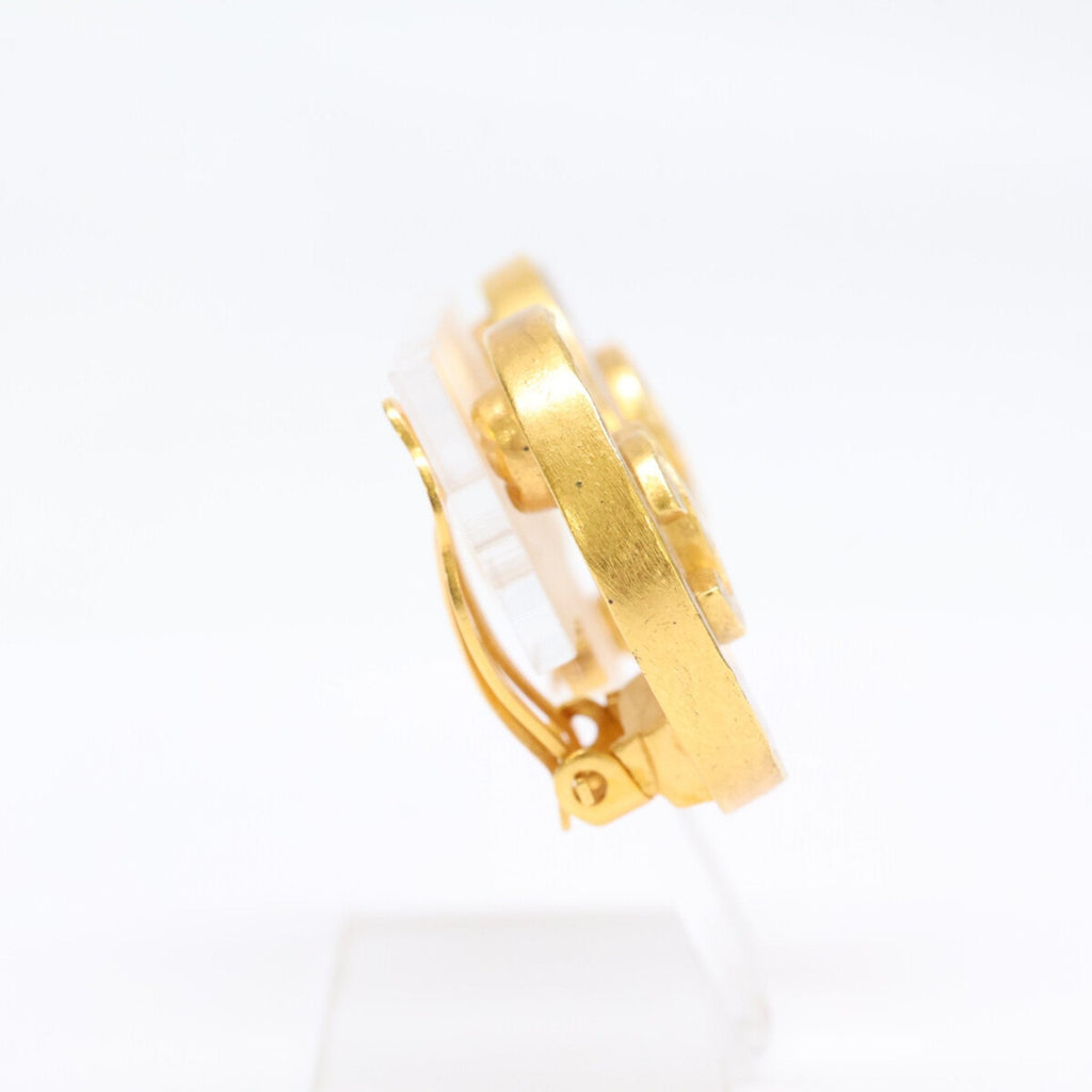 CC Logo Circle Clip-On Earrings Gold-Tone Metal