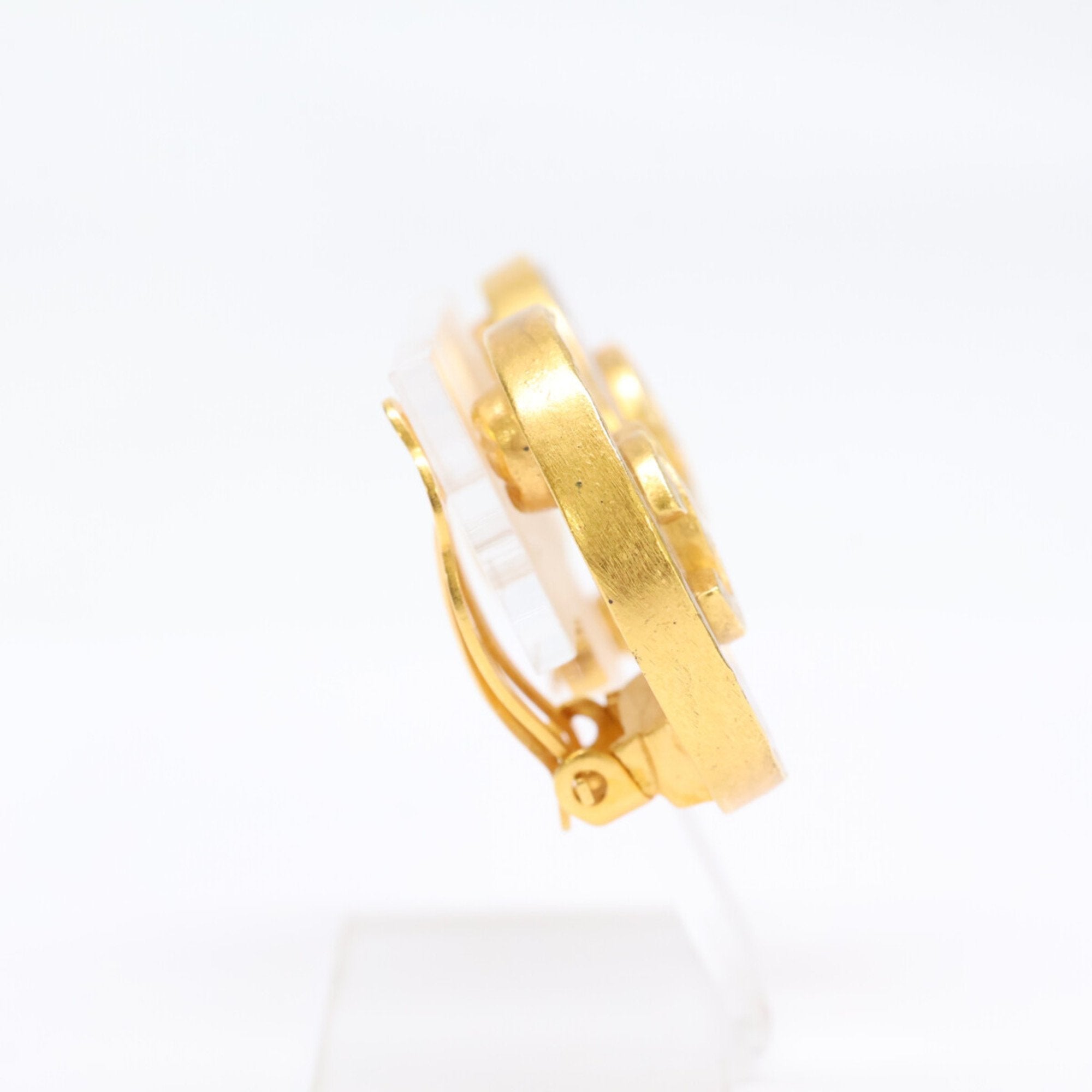 CC Logo Circle Clip-On Earrings Gold-Tone Metal
