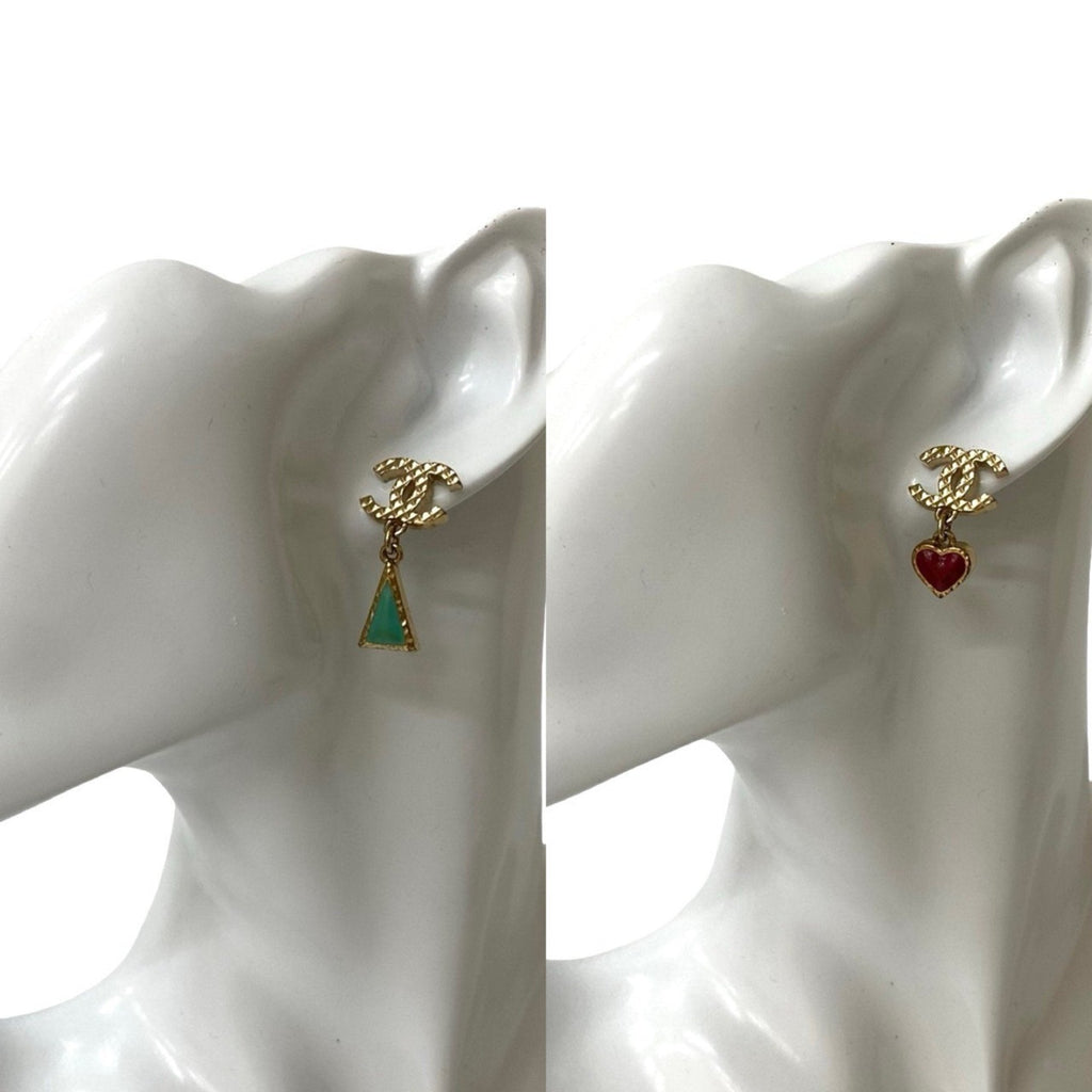 CC Logo Heart Earrings Metal Rose Gold-Tone Metal