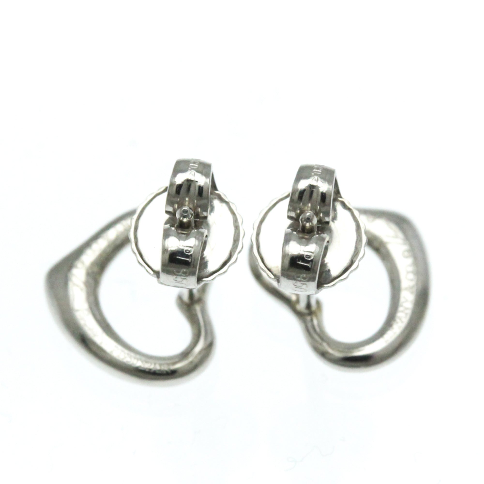 Open Heart Earrings Sterling Silver and Platinum 10.5mm Platinum