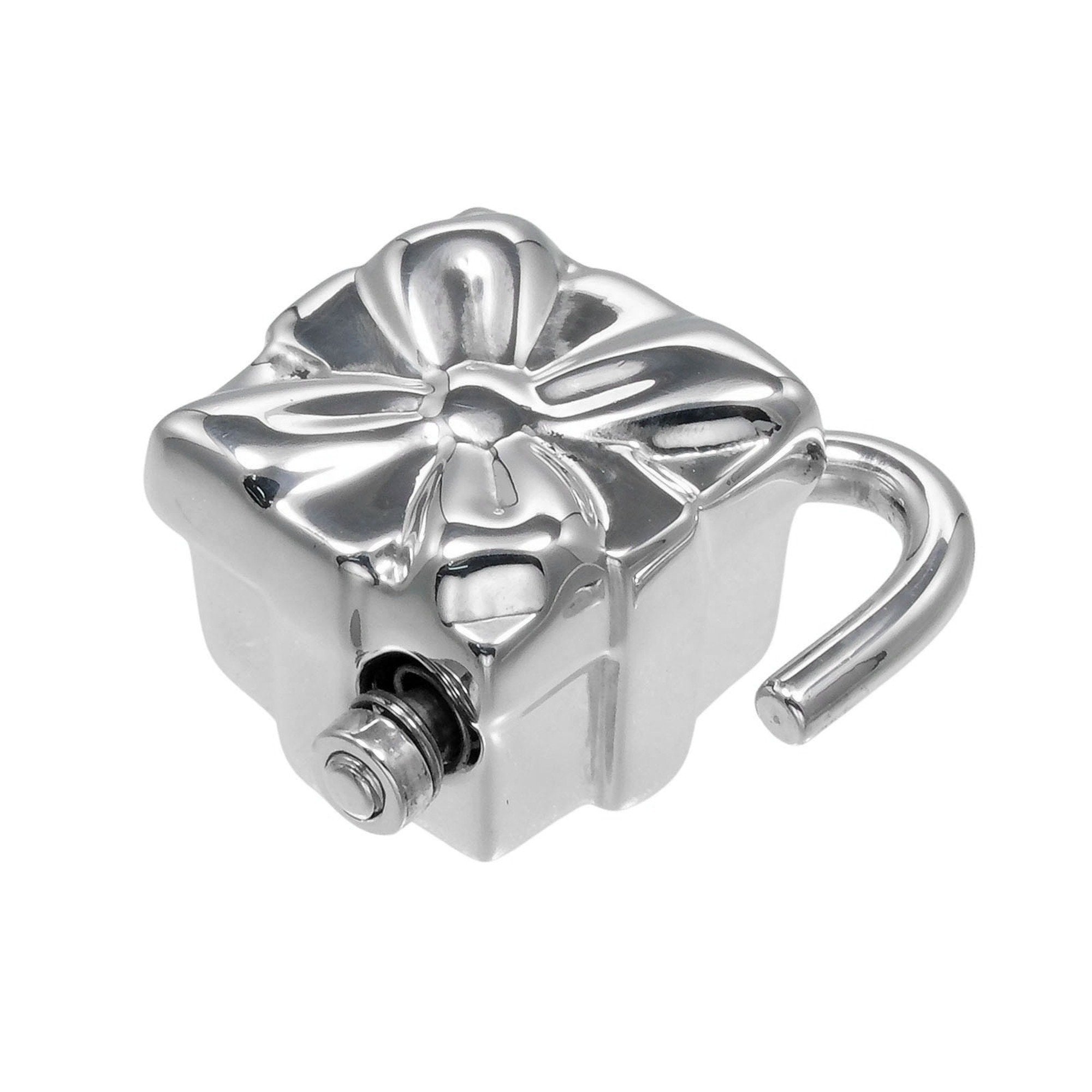 Ribbon Box Lock Pendant Necklace Sterling Silver