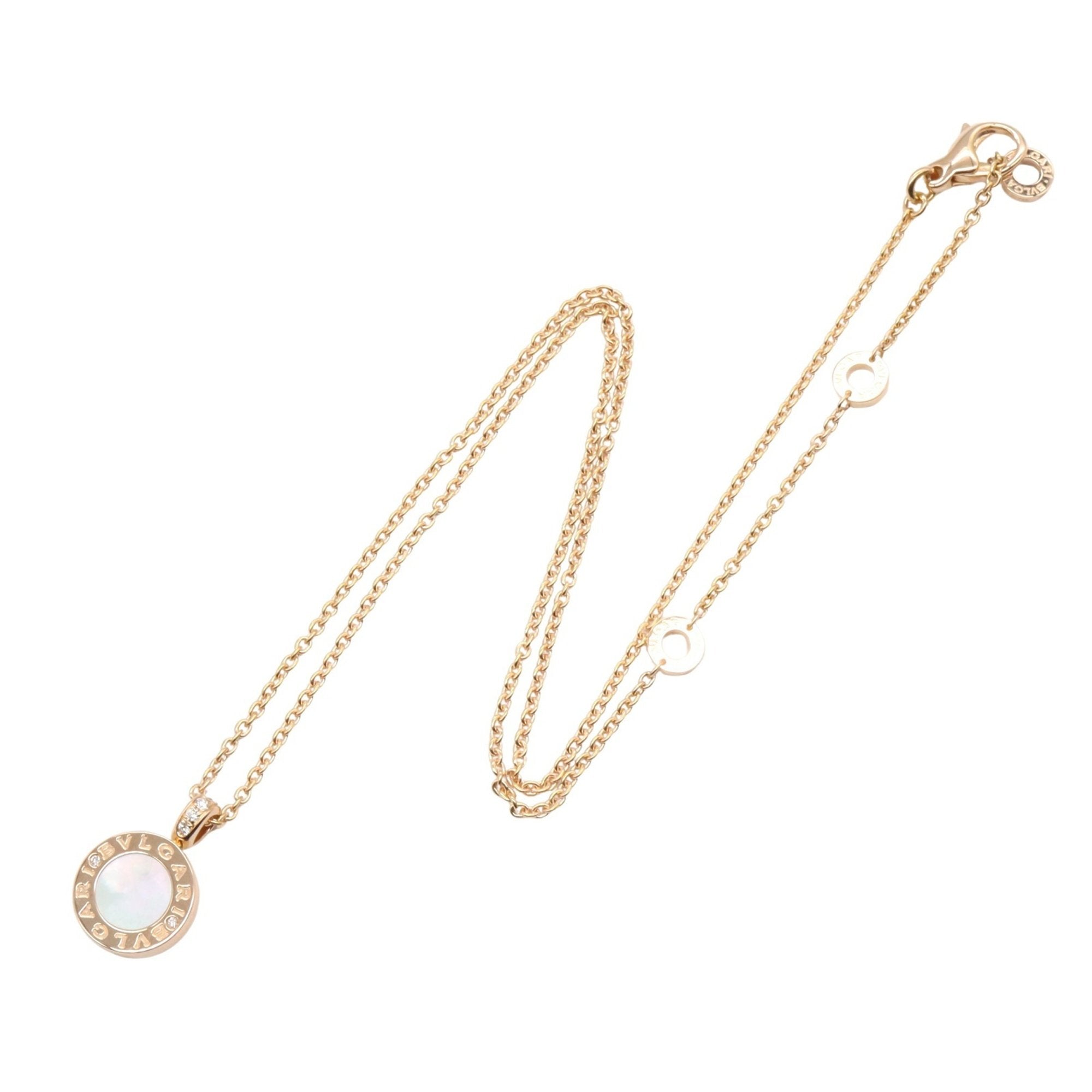 Pendant Necklace 18K Rose Gold with Diamond and Onyx and Mother of Pearl