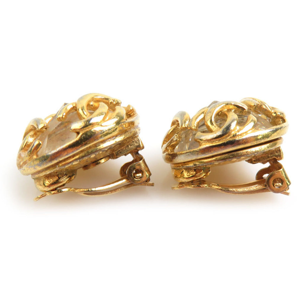 CC Logo Clip-On Earrings Gold-Tone Metal