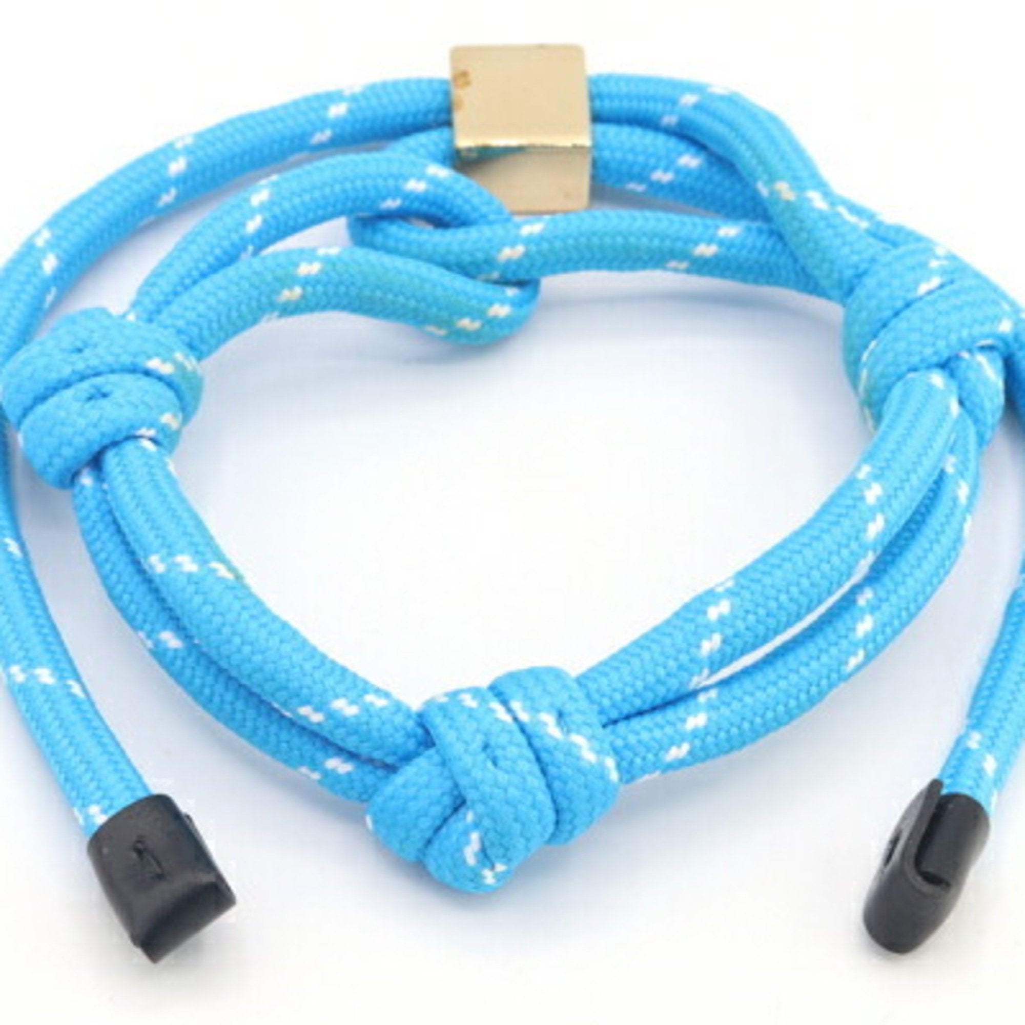 Bracelet Cord and Metal Blue