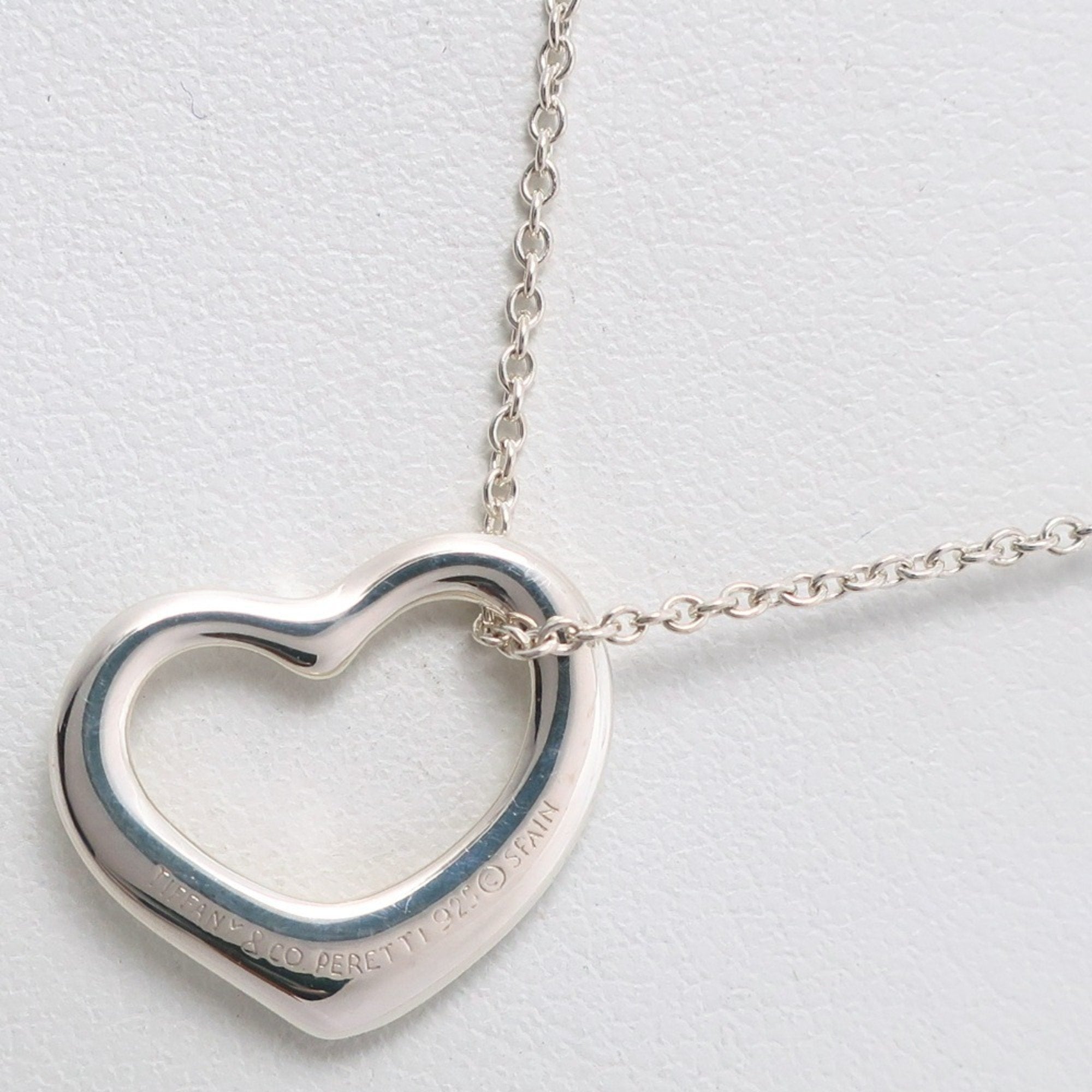Open Heart Pendant Necklace Sterling Silver 14mm