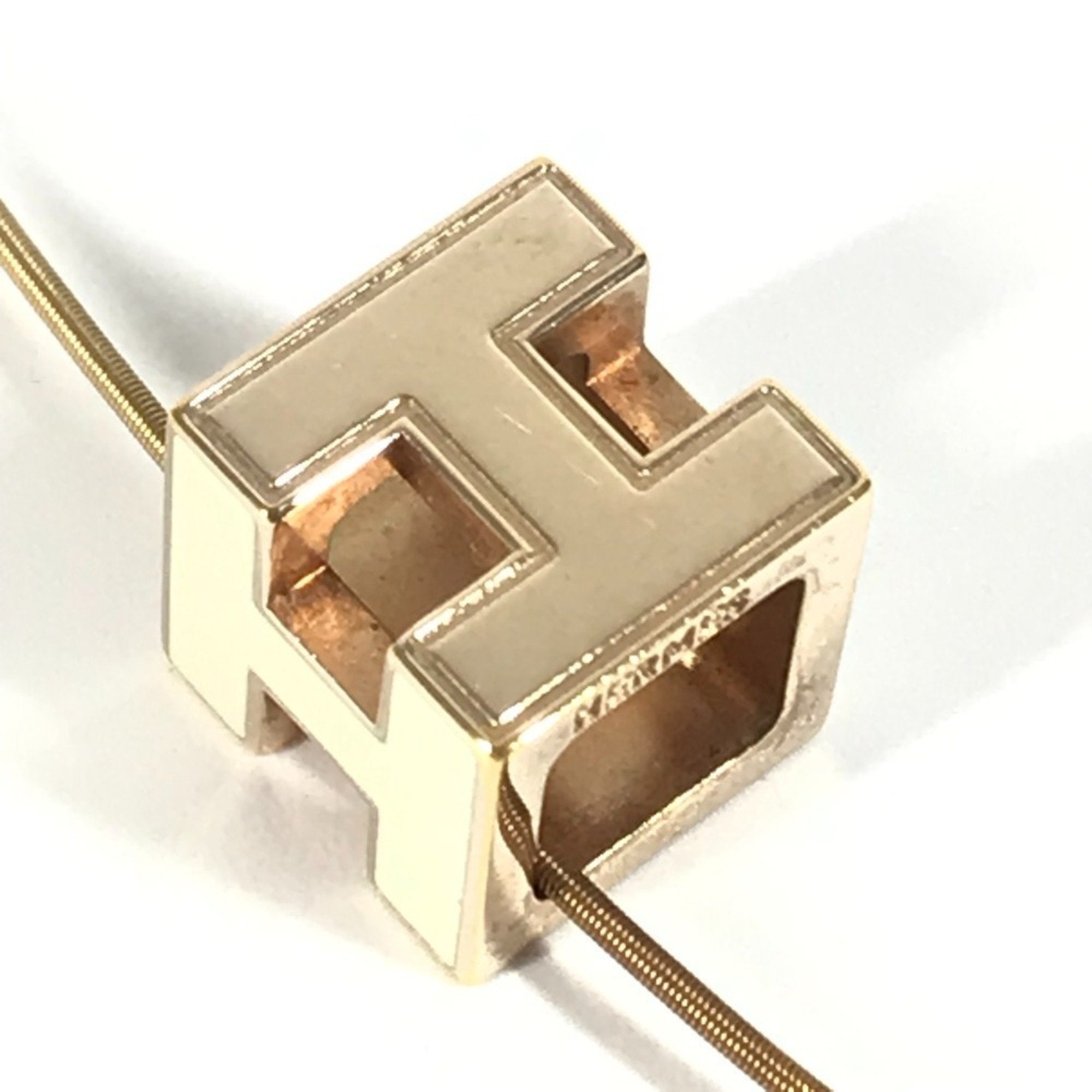 H Cube Pendant Necklace Metal Gold