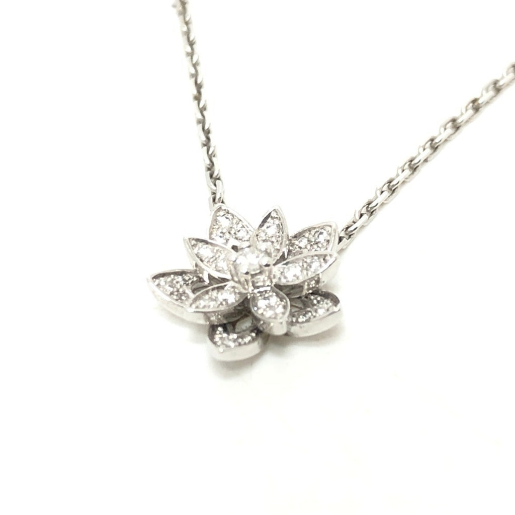Lotus Pendant Necklace 18K White Gold with Diamond