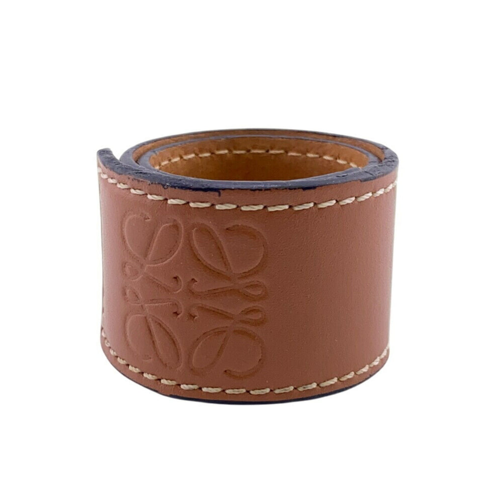 Anagram Slap Bracelet Leather Brown and Camel