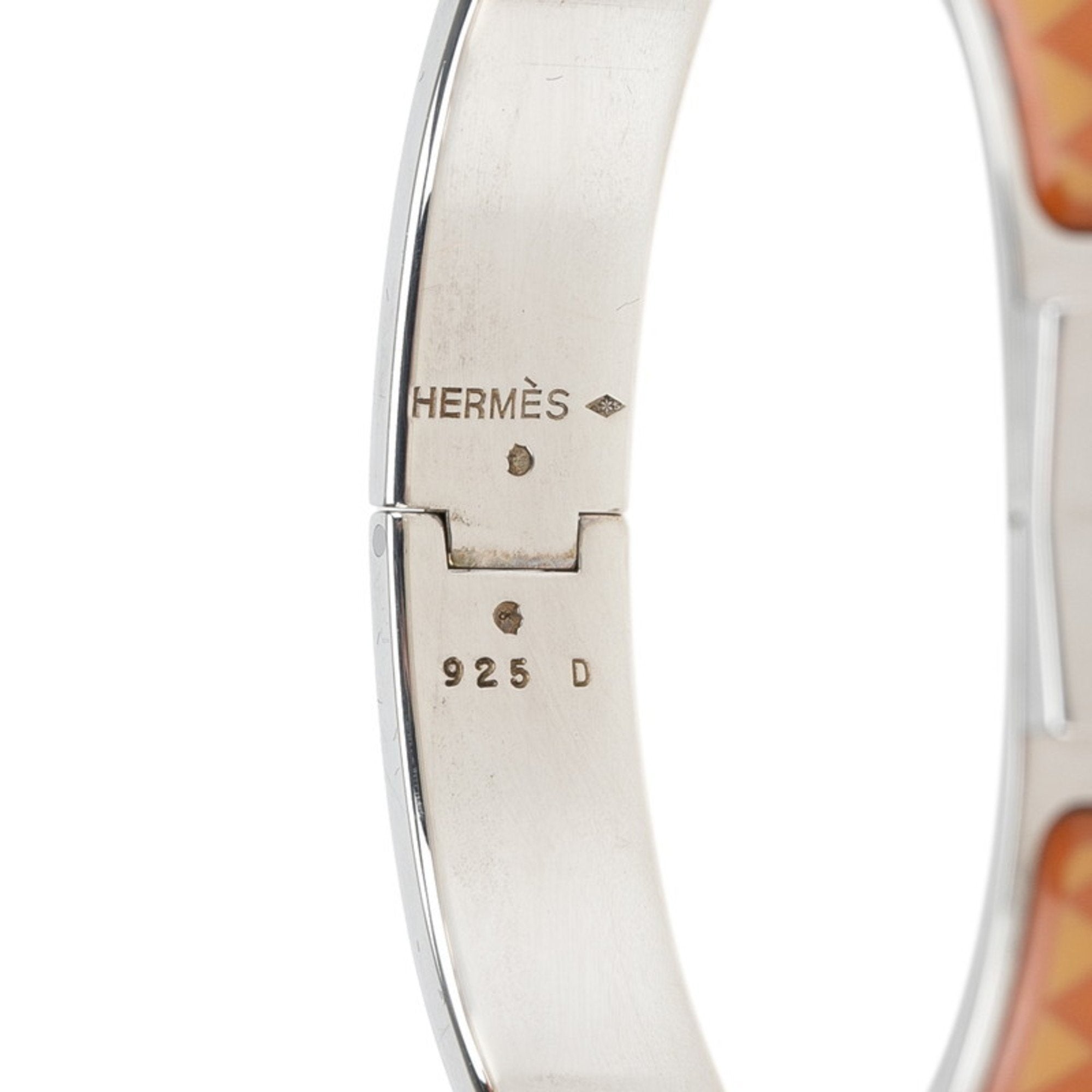 Enamel Bracelet Metal Beige Brown Silver