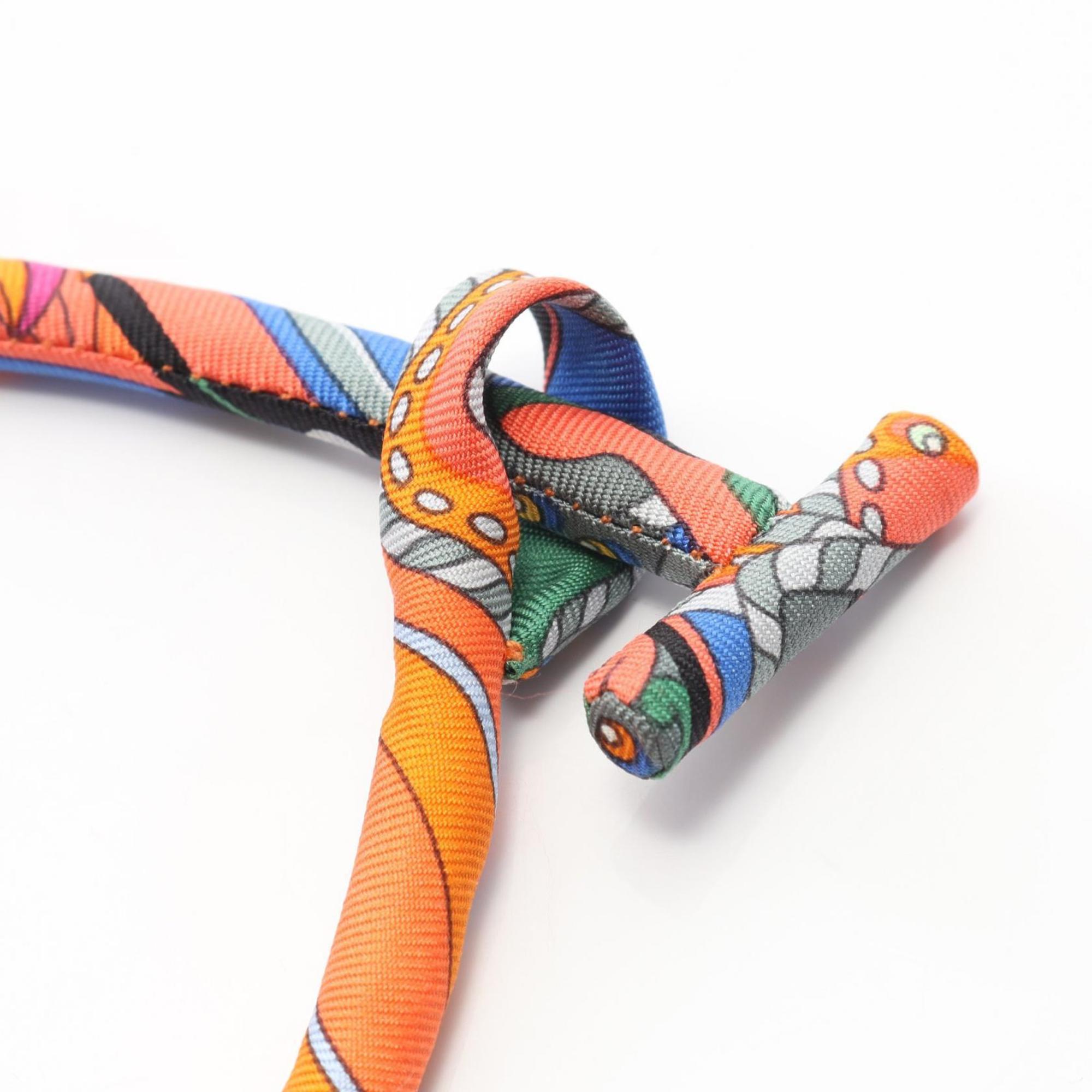 Bride De Soie Necklace Leather and Silk Multi Color Orange