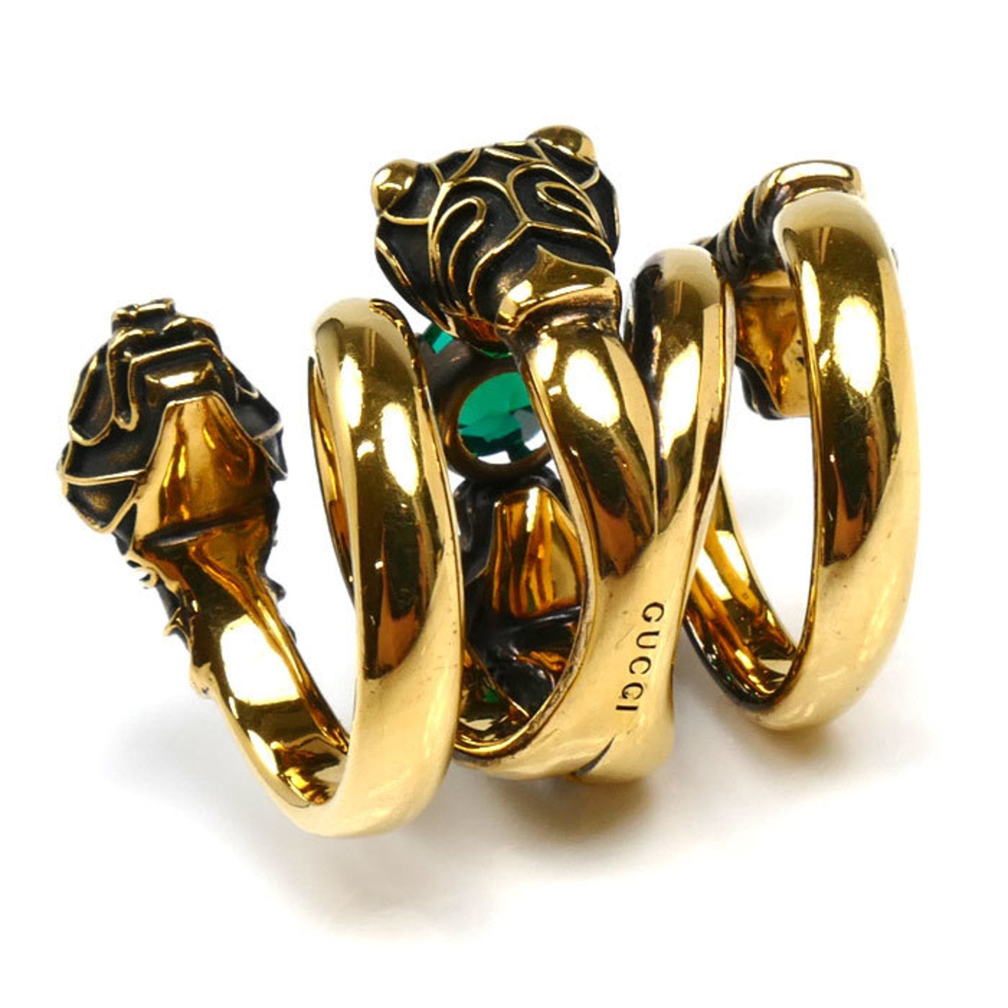 Tiger Head Double Wrap Ring Gold