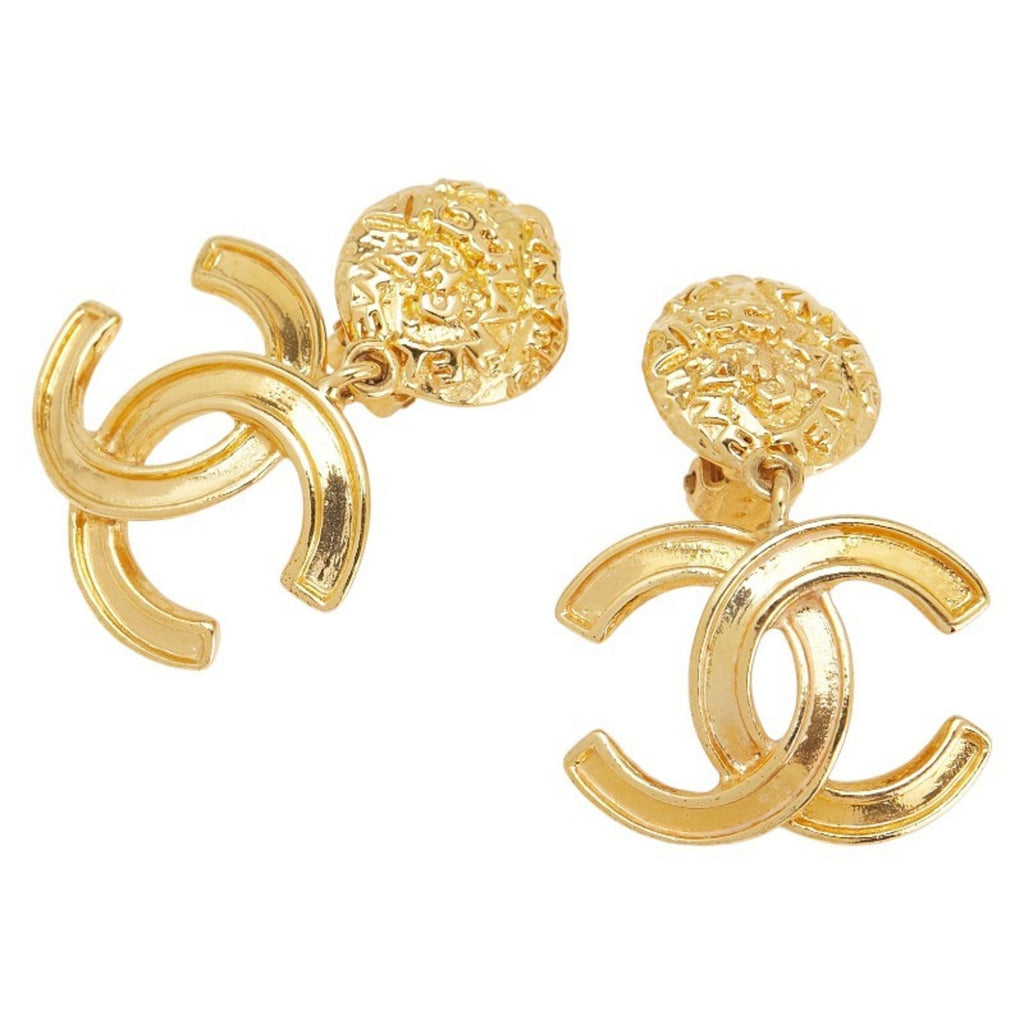 CC Logo Clip-On Earrings Metal Gold-Tone Metal