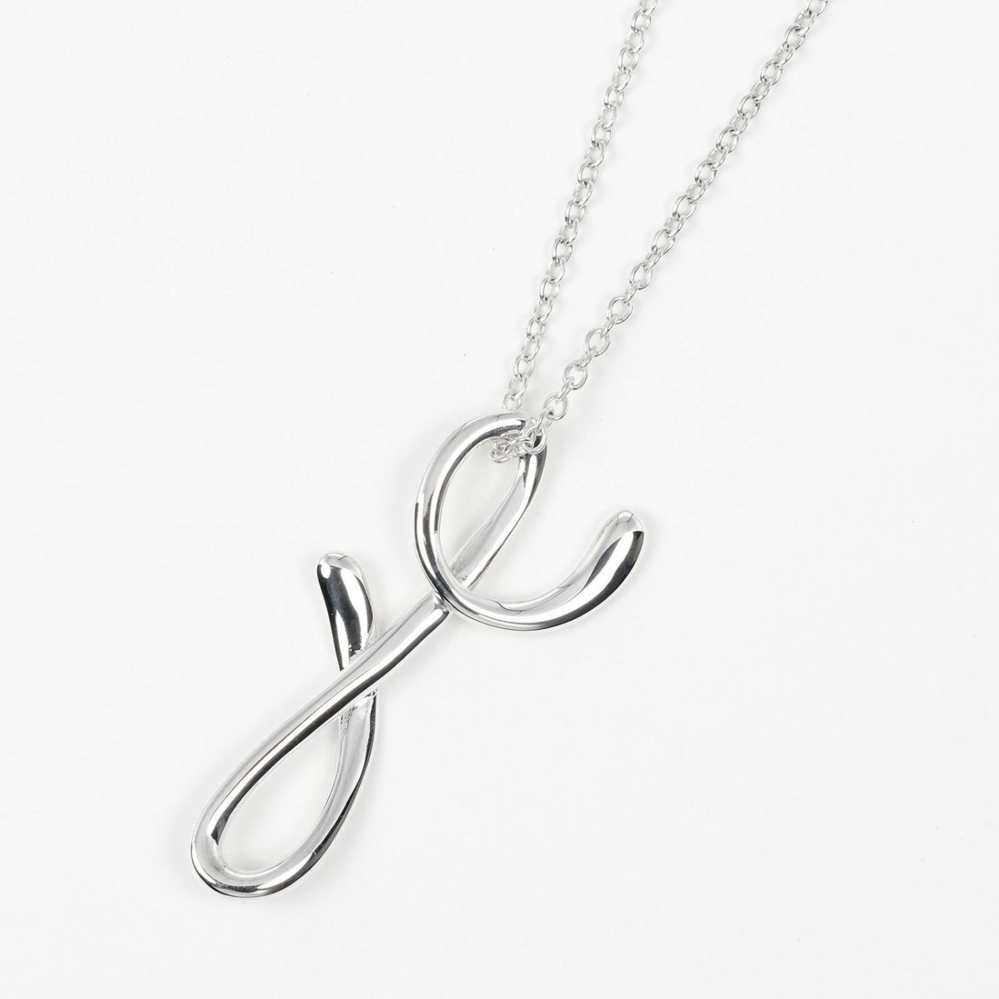 Initial Y Pendant Necklace Sterling Silver