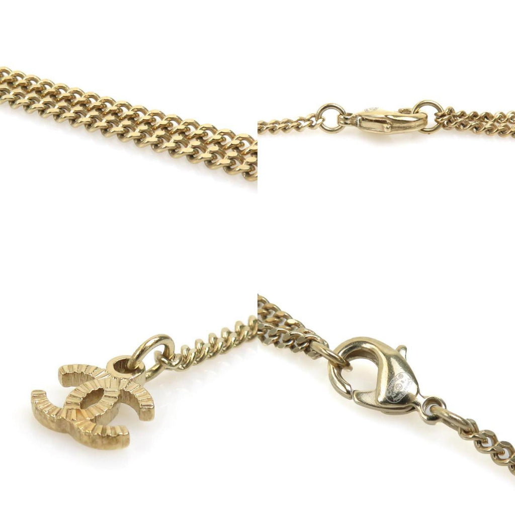 Pendant Necklace Metal and Artificial Pearl Gold and White