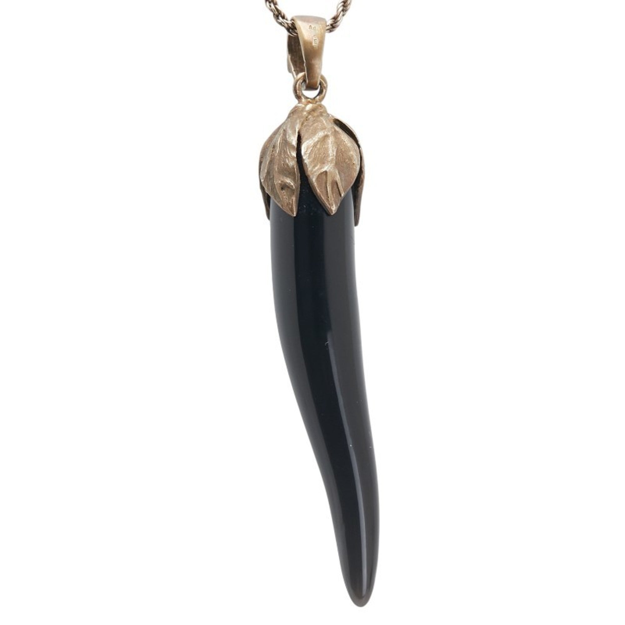 Corno Pendant Necklace Plastic and Sterling Silver